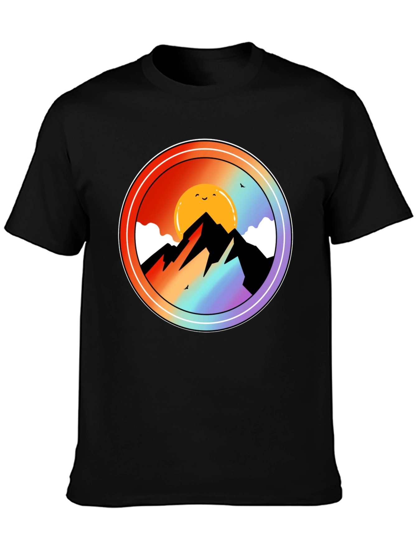 Mountain Sunset Graphic Tee - Black Cotton Blend