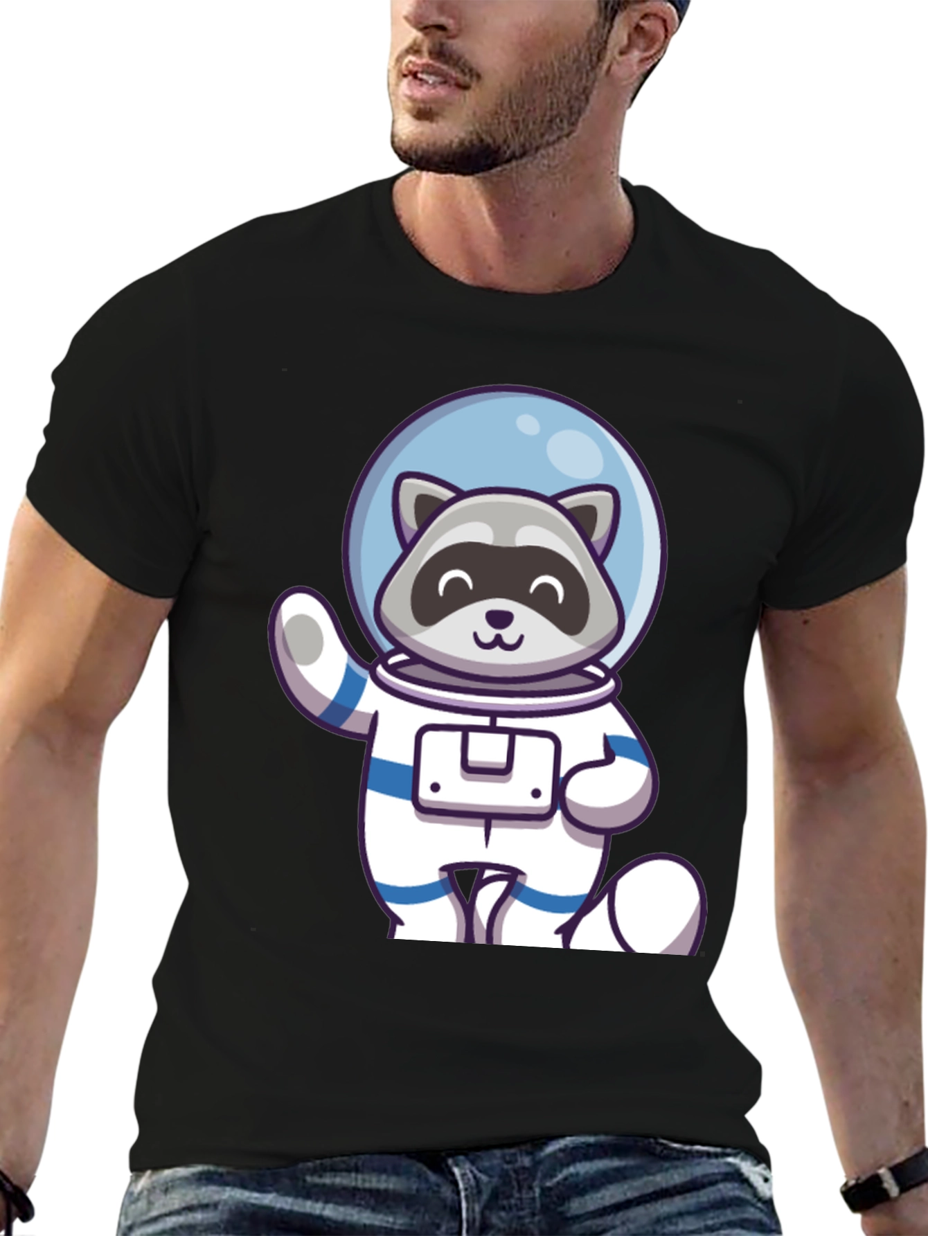 Raccoon Astronaut Graphic Tee - Cool Space Design