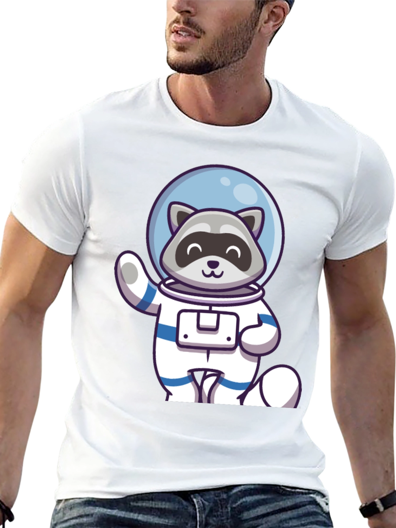 Raccoon Astronaut Graphic Tee - Cool Space Design