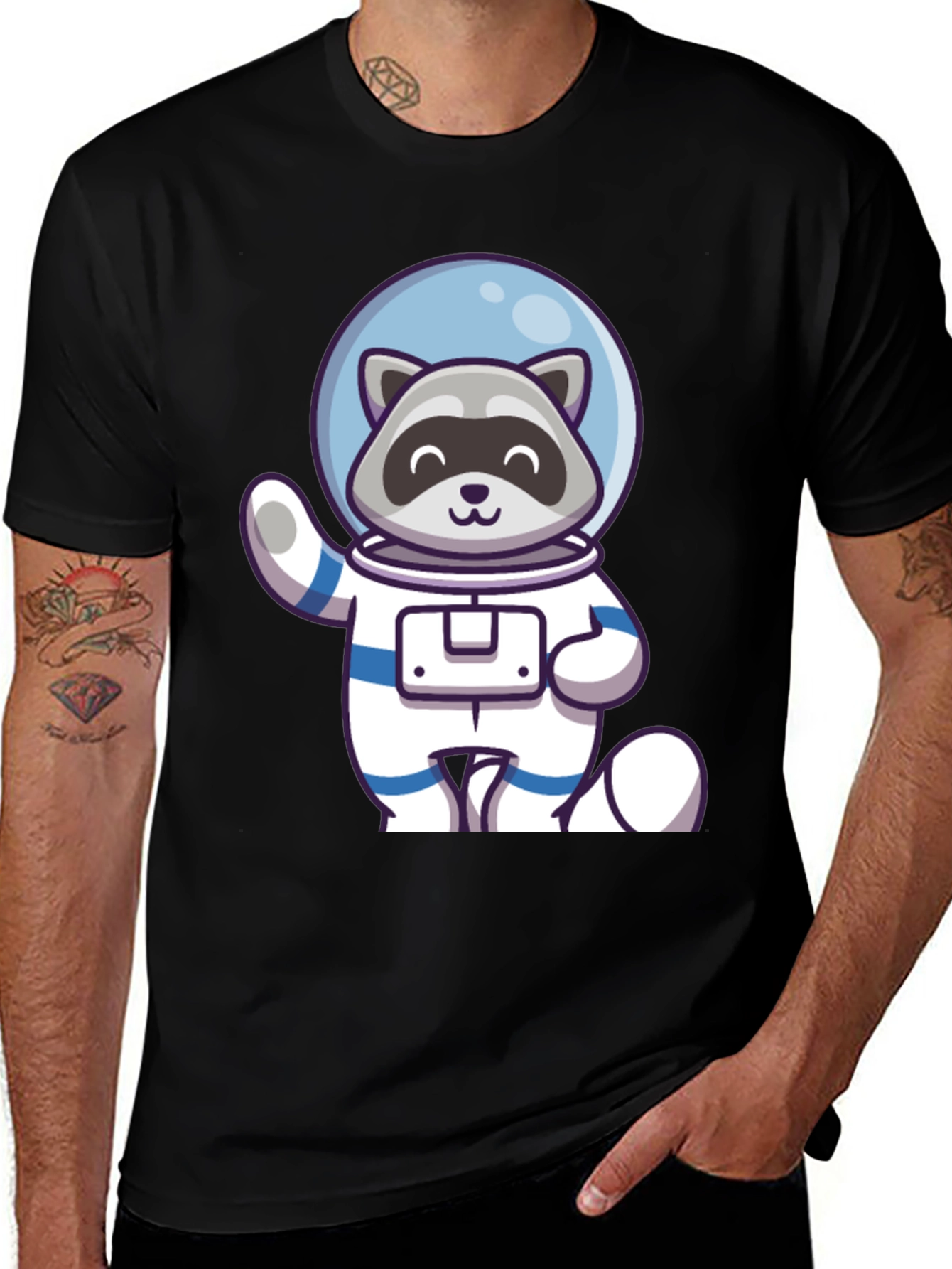 Raccoon Astronaut Graphic Tee - Cool Space Design