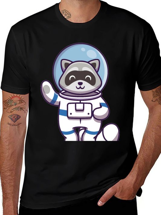 Raccoon Astronaut Graphic Tee - Cool Space Design
