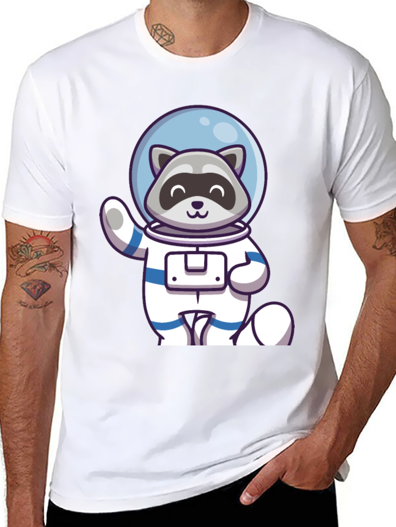 Raccoon Astronaut Graphic Tee - Cool Space Design