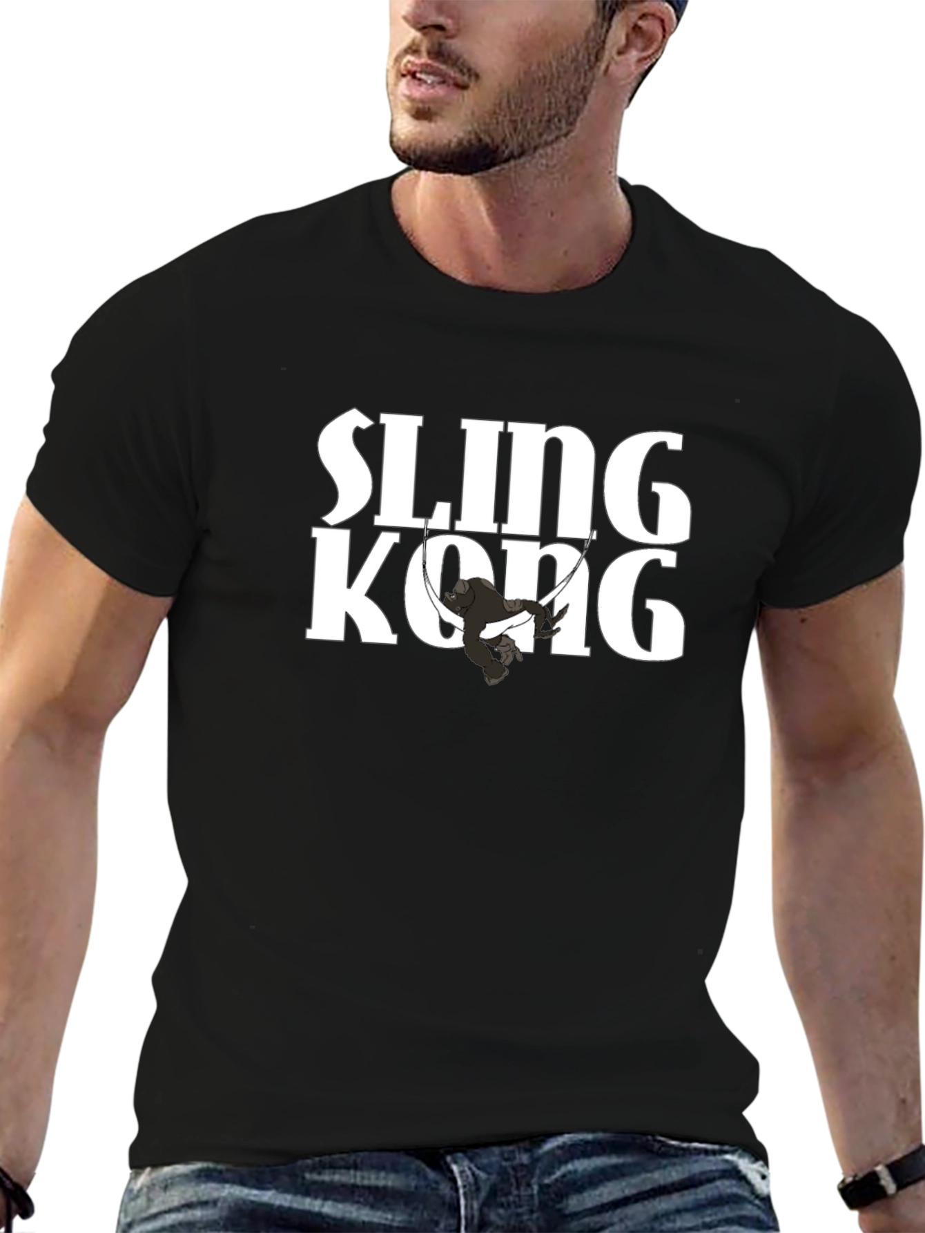 Sling Kong Graphic Tee - Black Cotton Comfort