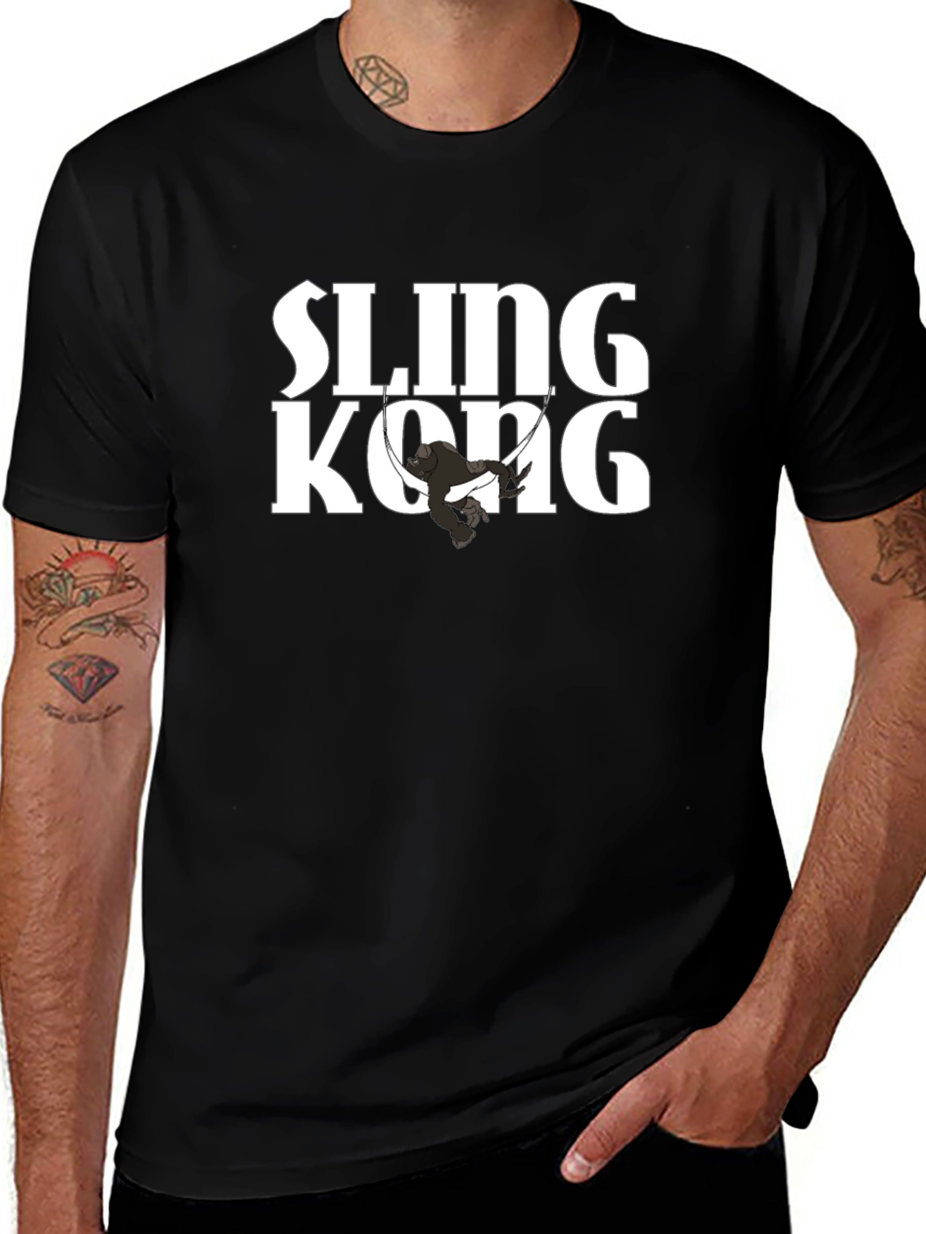 Sling Kong Graphic Tee - Black Cotton Comfort