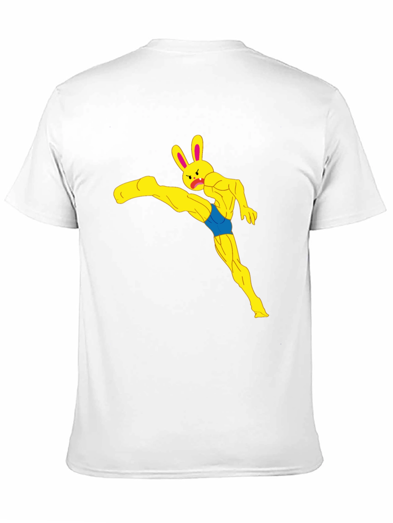 Funny Muscle Bunny Graphic Tee - Black