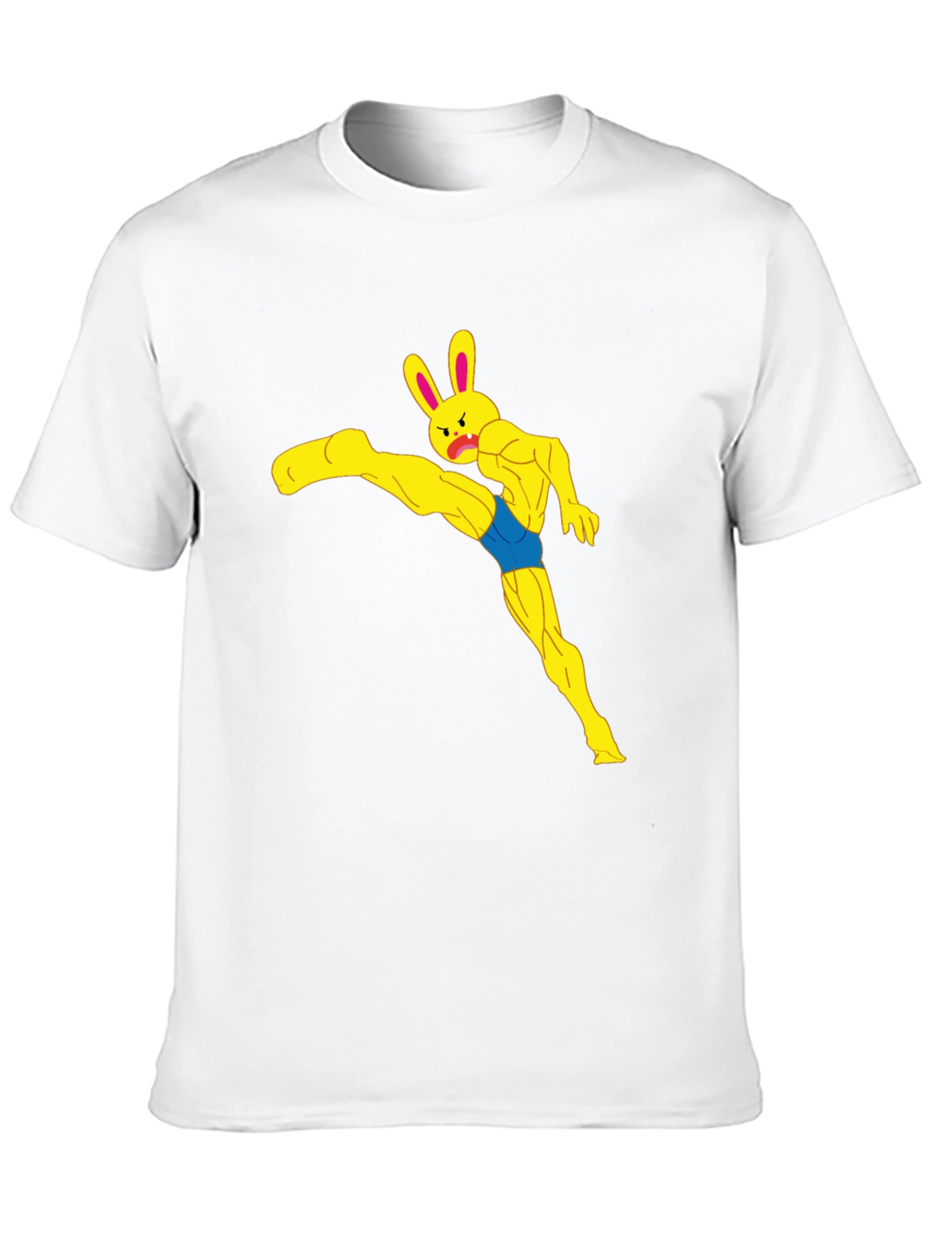 Funny Muscle Bunny Graphic Tee - Black