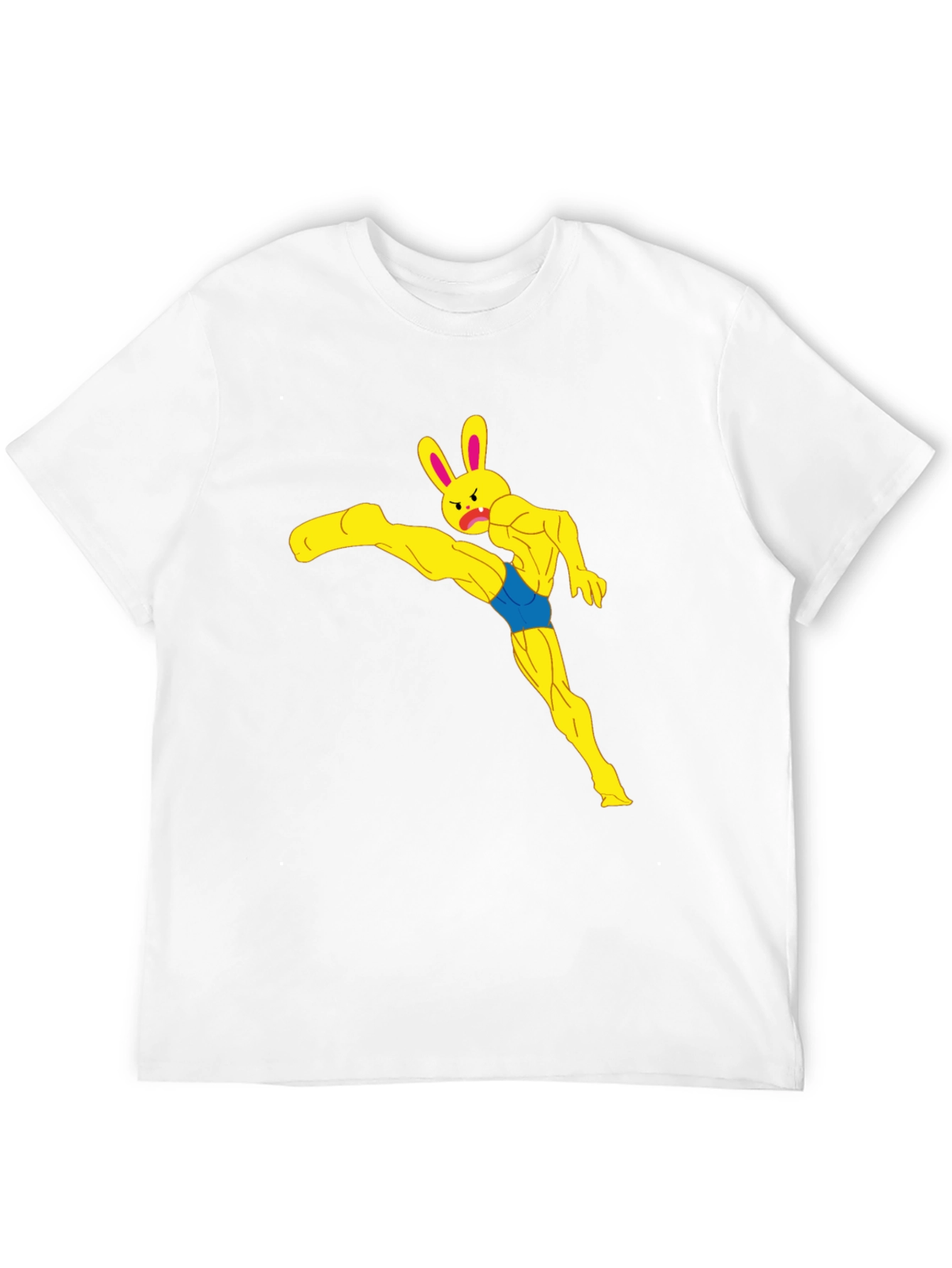 Funny Muscle Bunny Graphic Tee - Black