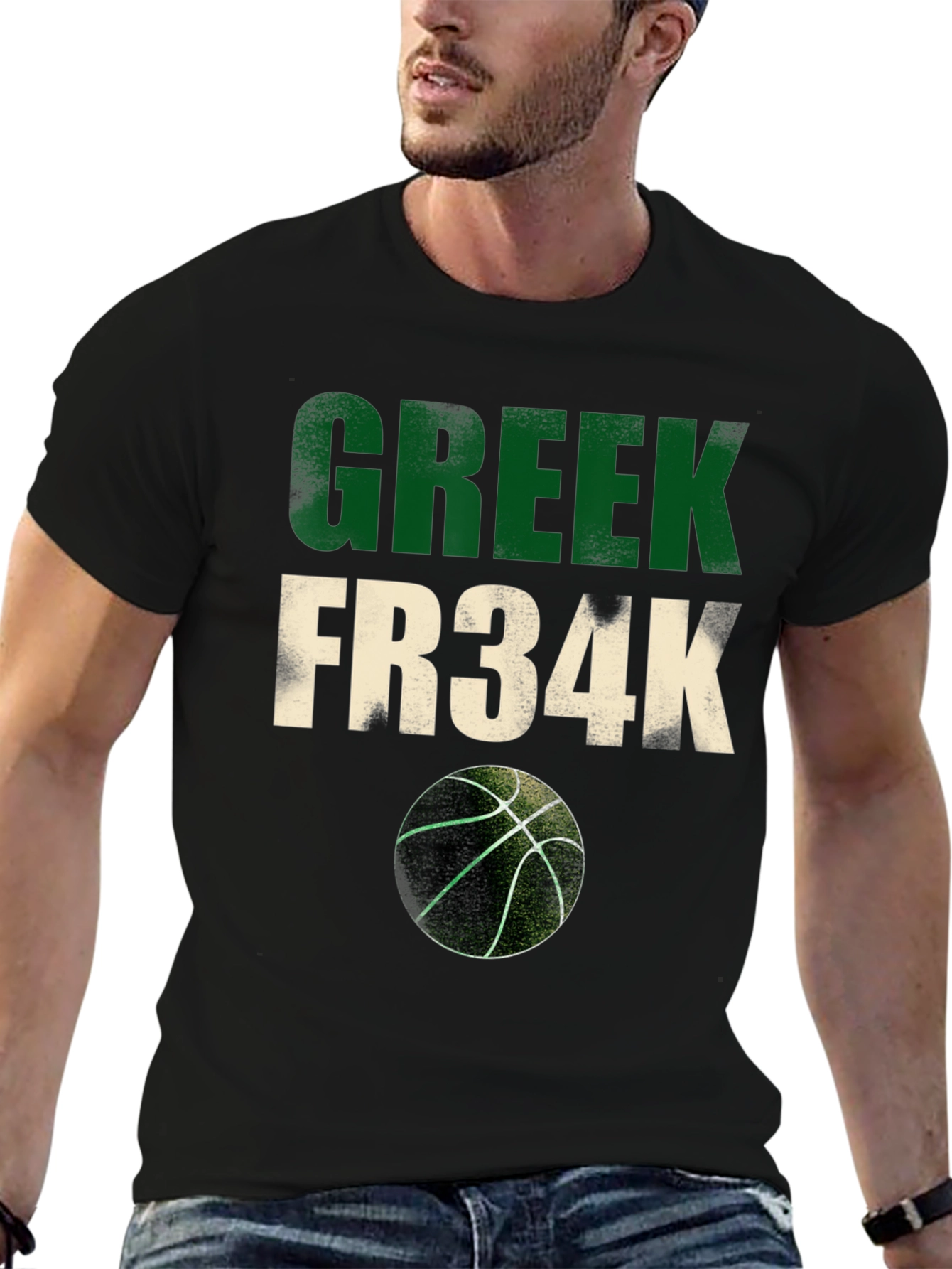 Greek Fr34k Basketball Graphic Tee