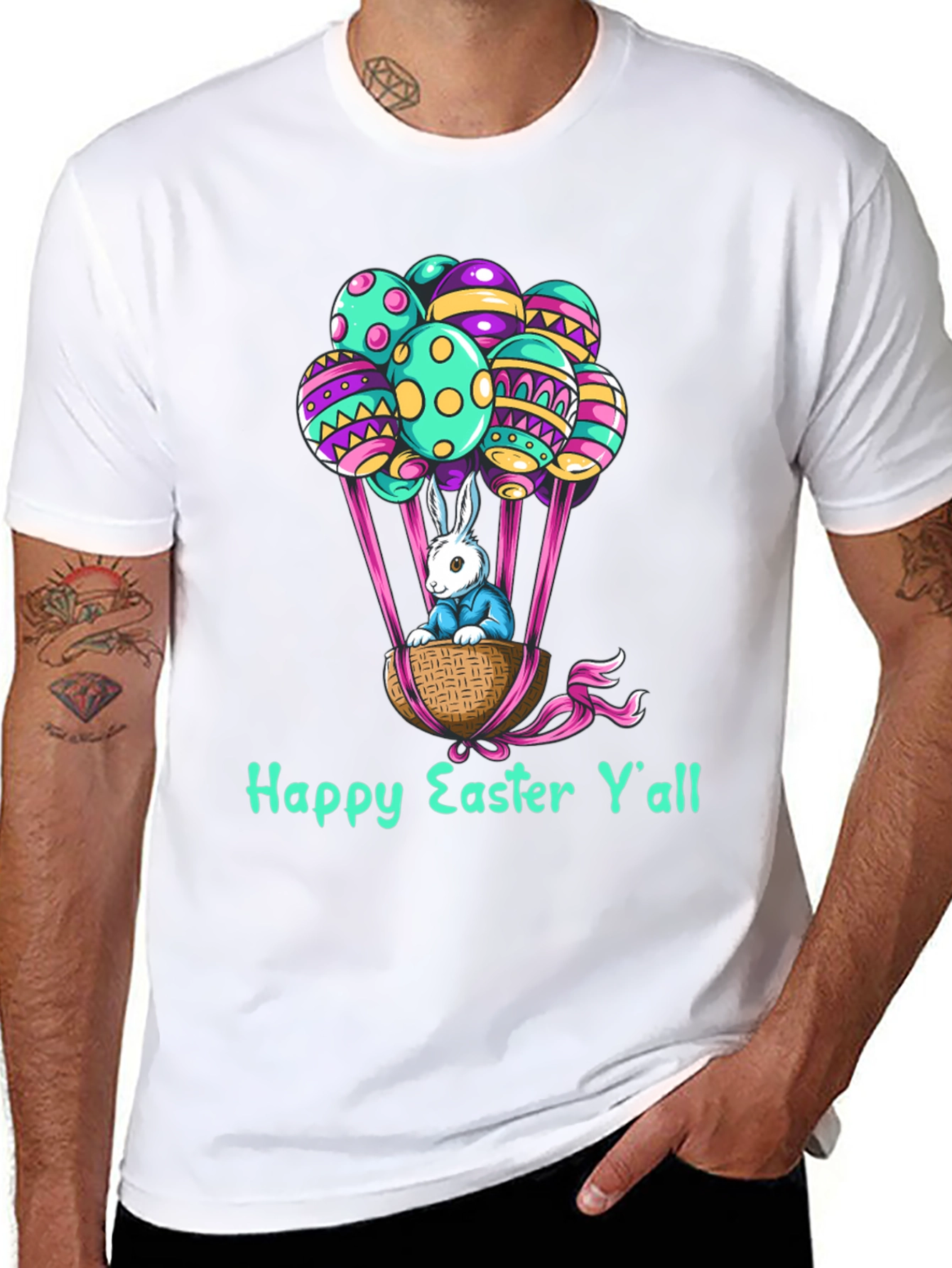 Happy Easter Yall Bunny in Basket Graphic Tee