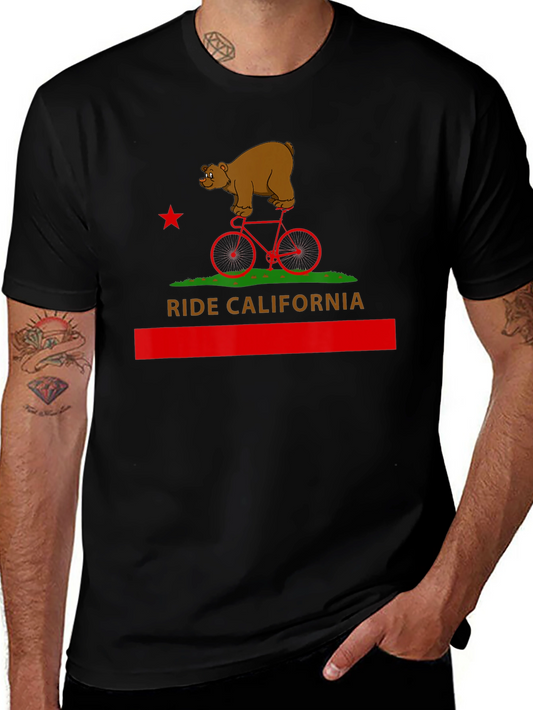 Ride California T-Shirt - Bear on Bike Design