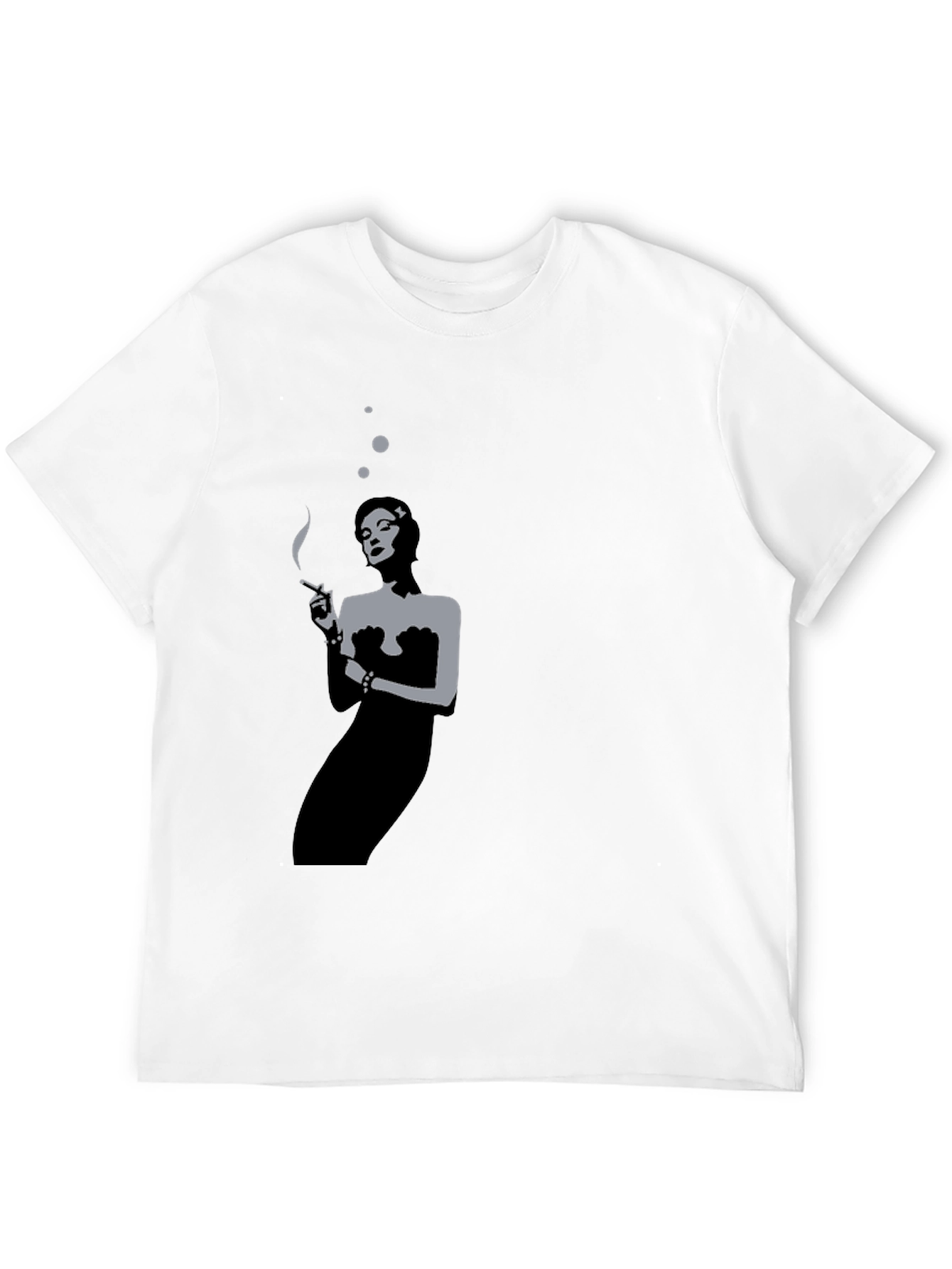 Retro Smoking Woman Black T-Shirt