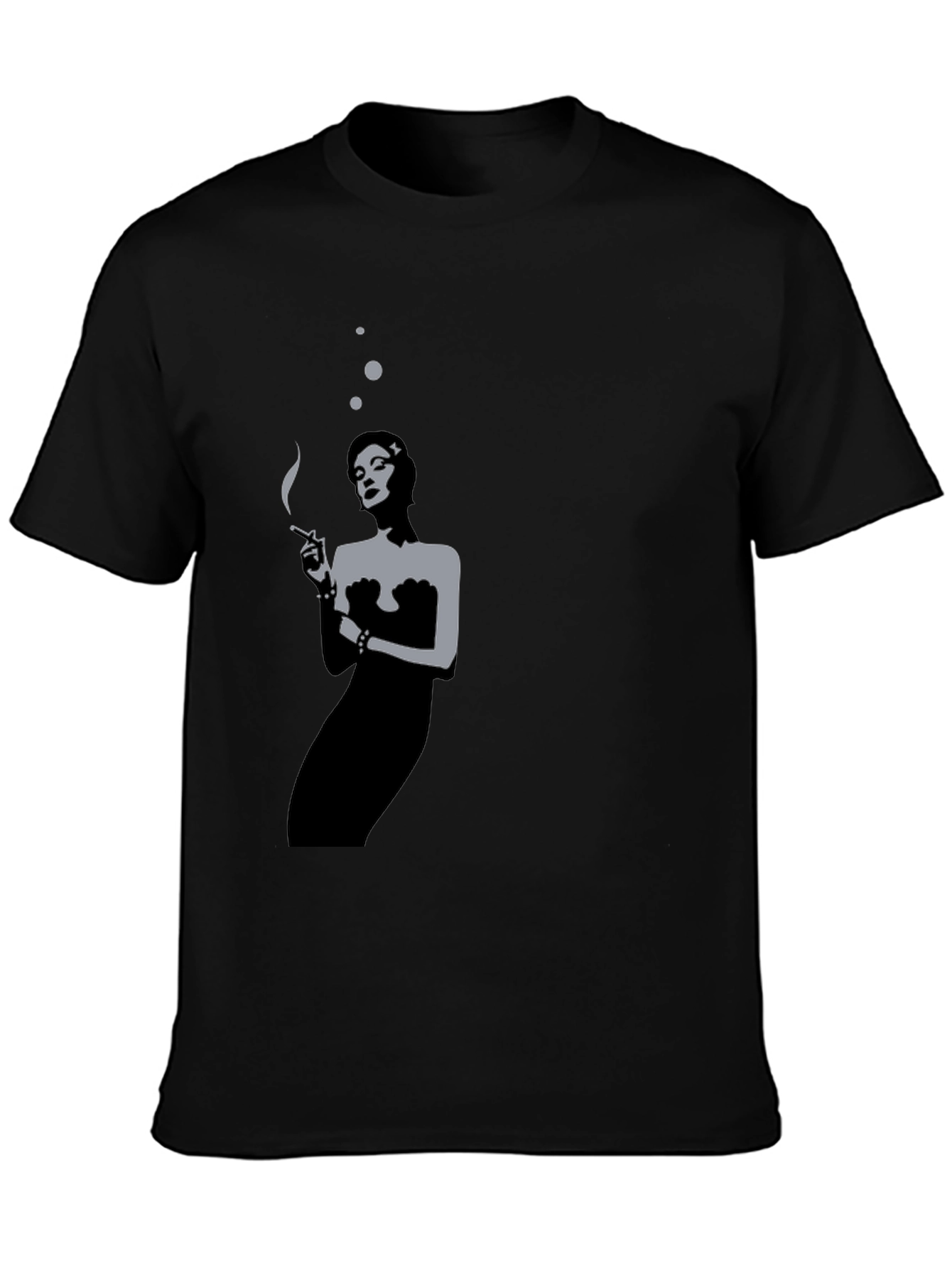 Retro Smoking Woman Black T-Shirt