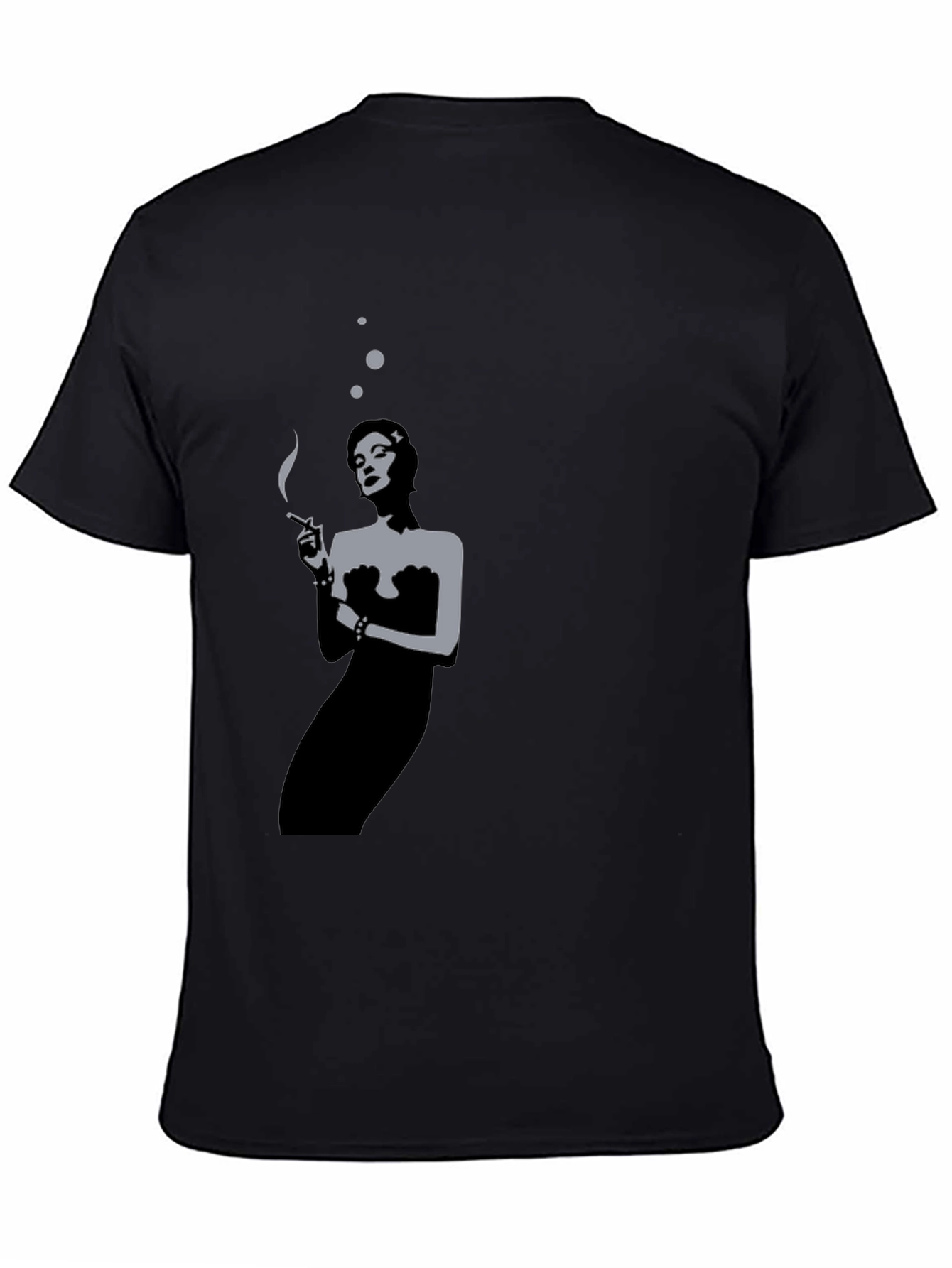 Retro Smoking Woman Black T-Shirt