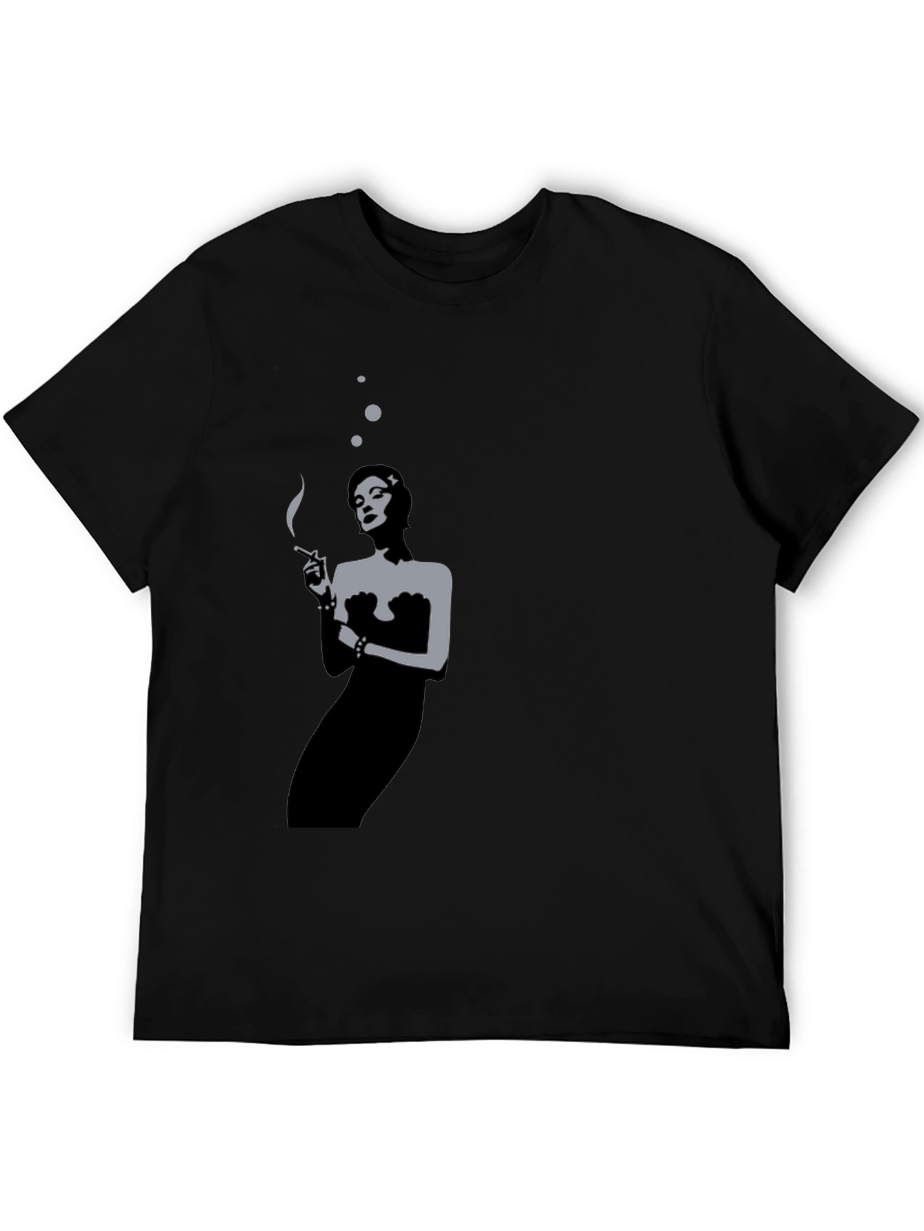 Retro Smoking Woman Black T-Shirt