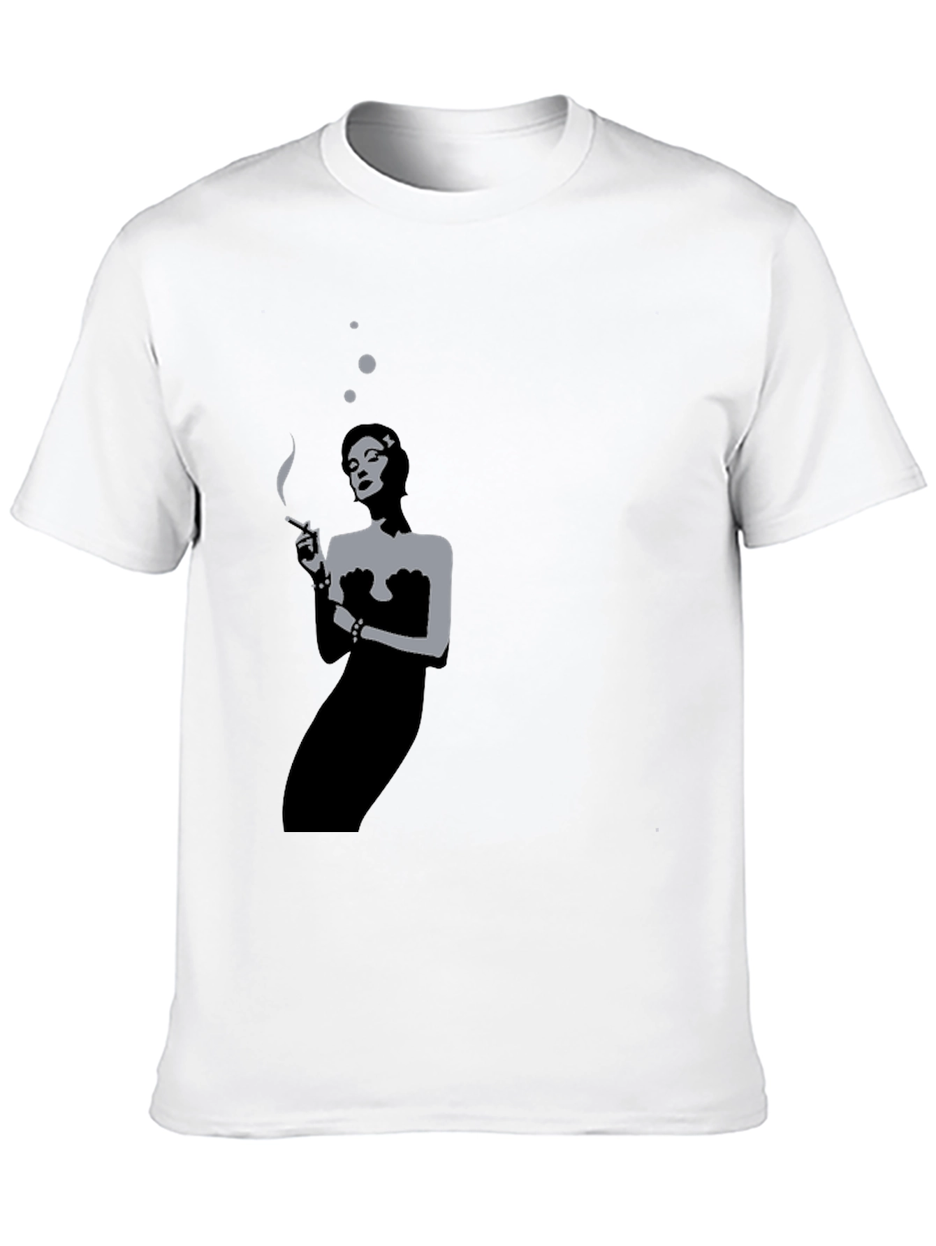 Retro Smoking Woman Black T-Shirt