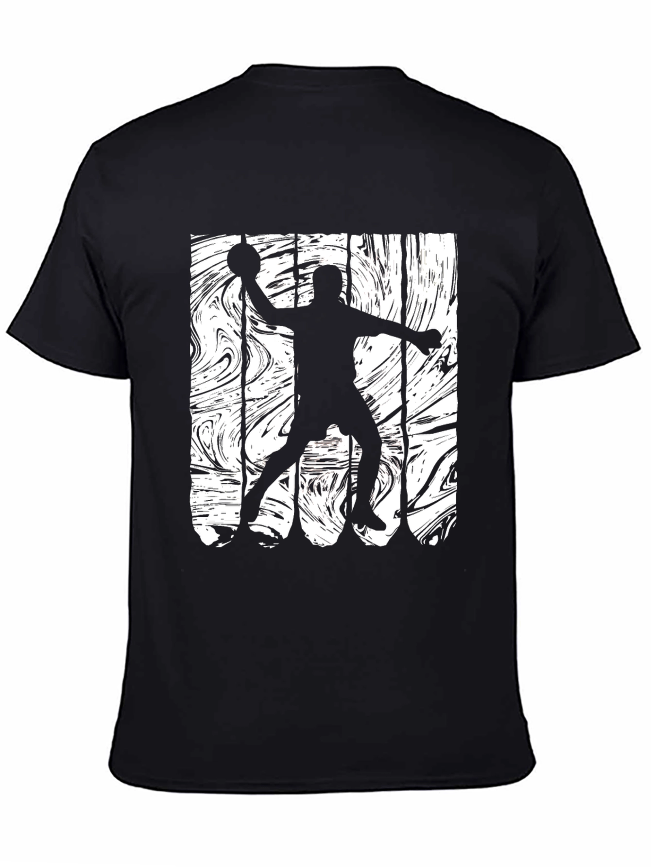 Handball Player Silhouette Graphic Tee - Black
