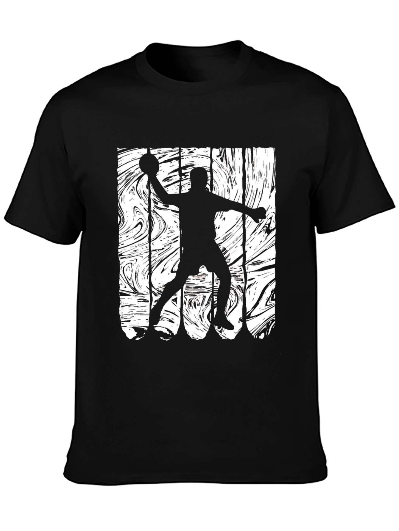 Handball Player Silhouette Graphic Tee - Black