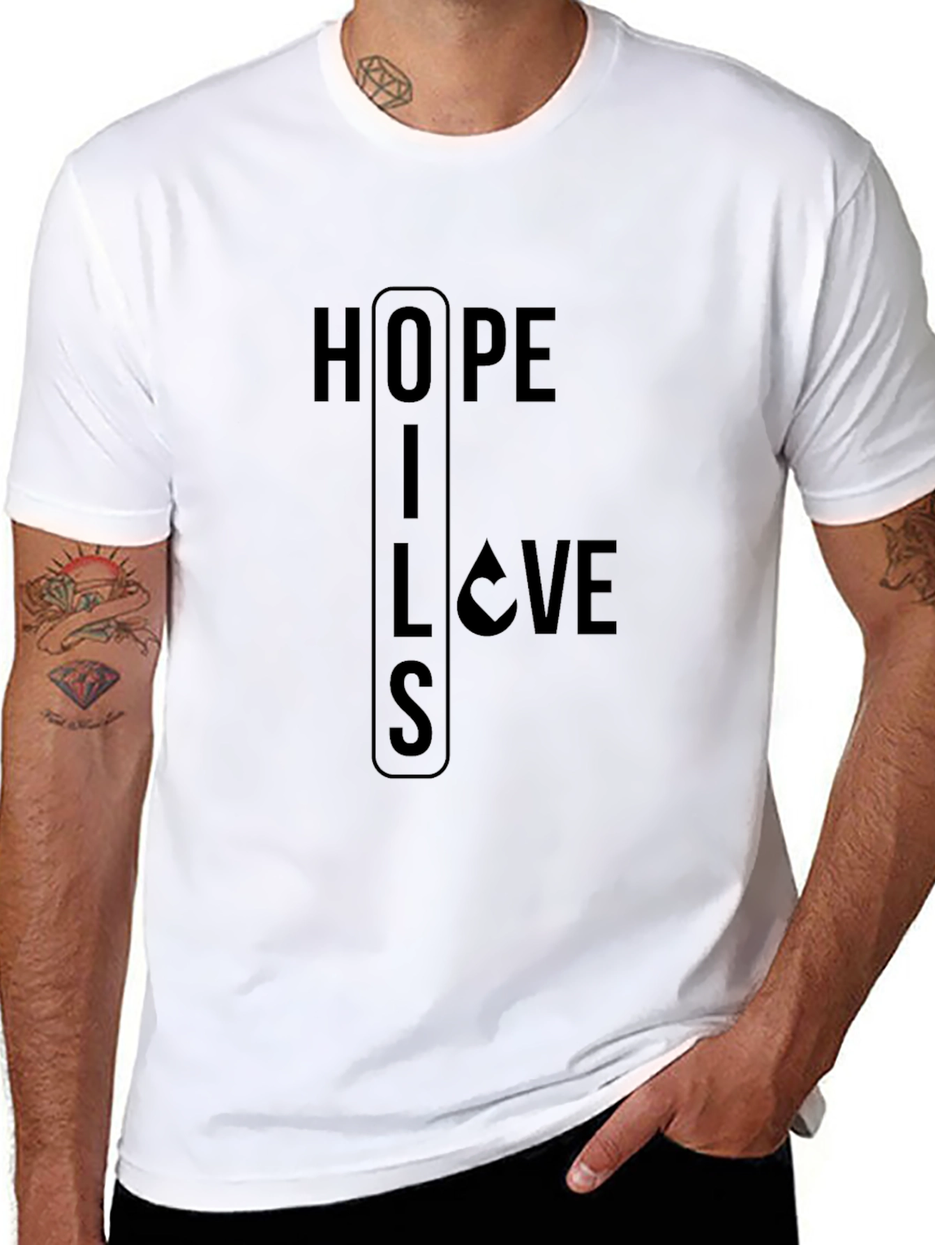 Hope Lies Love - Mens Black Graphic T-Shirt