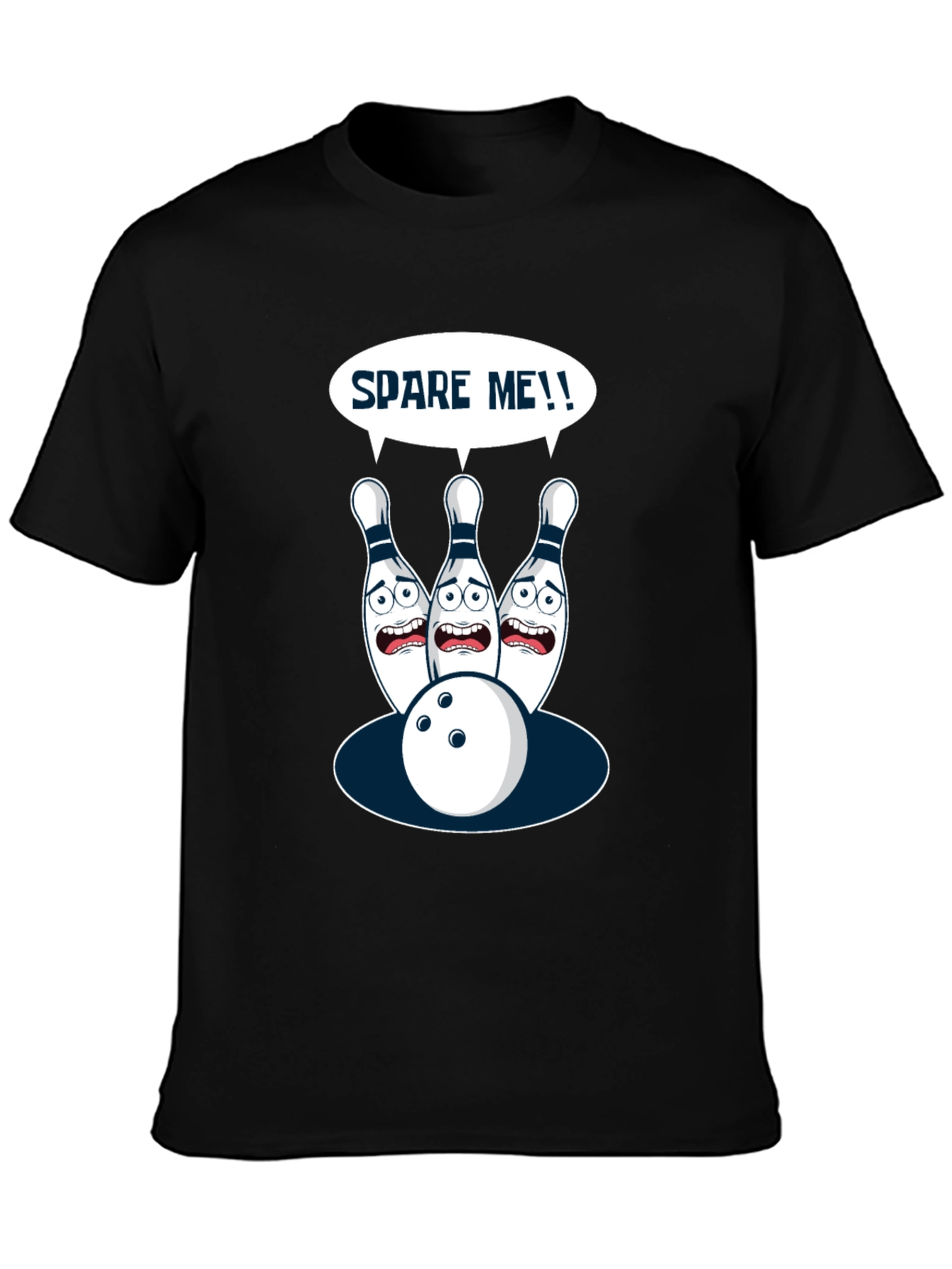 Spare Me Bowling T-Shirt - Funny Cartoon Bowling Pins