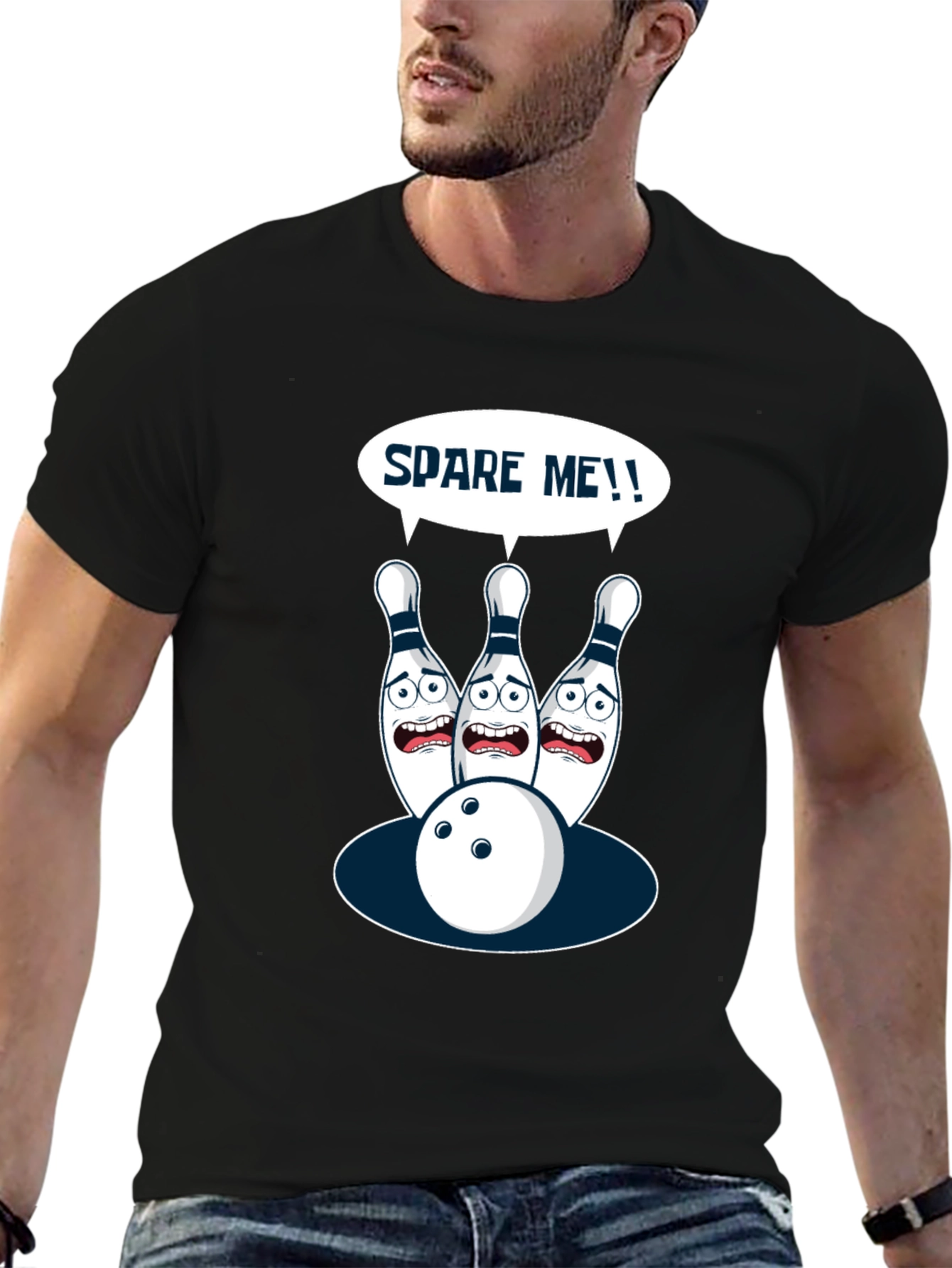 Spare Me Bowling T-Shirt - Funny Cartoon Bowling Pins