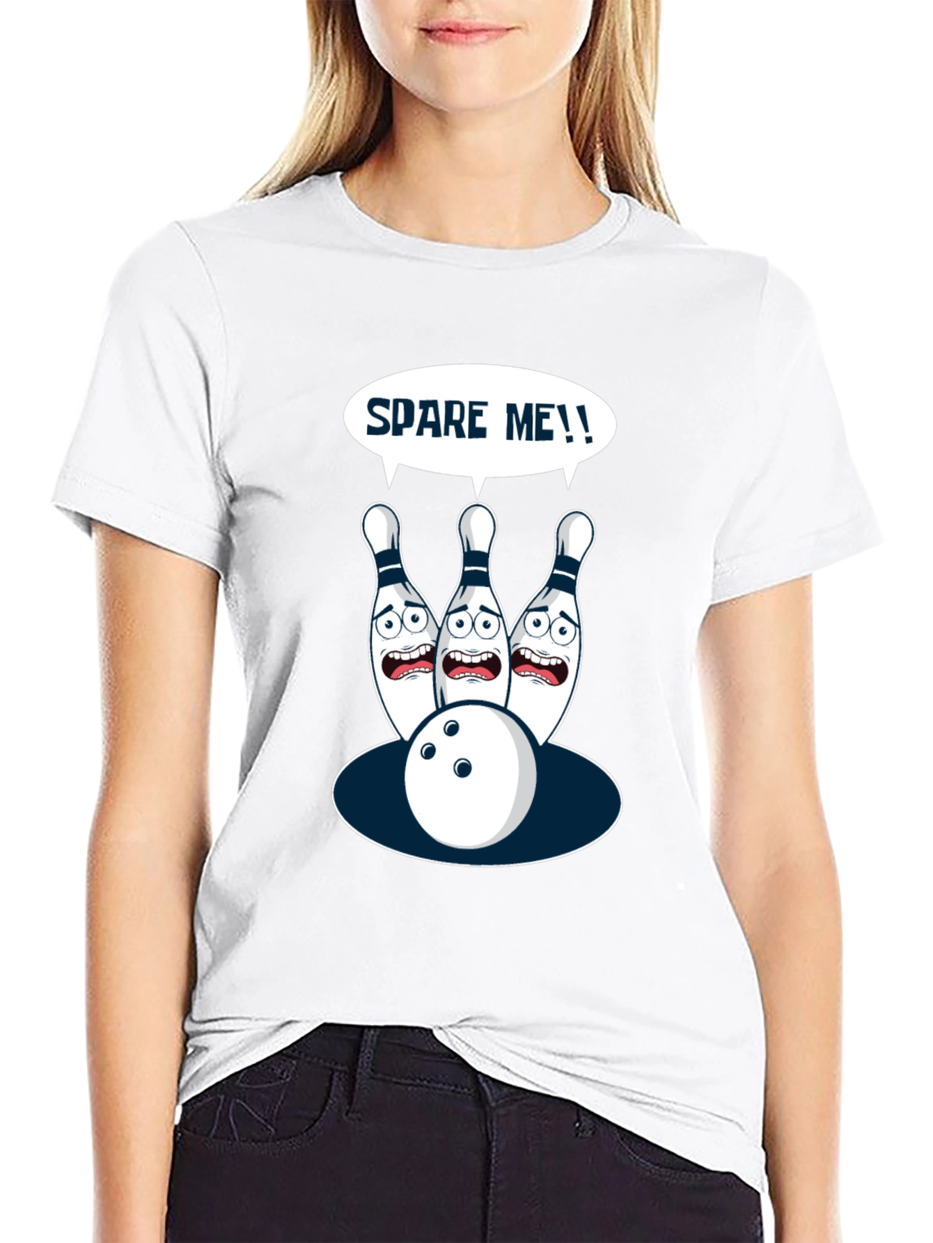 Spare Me Bowling T-Shirt - Funny Cartoon Bowling Pins