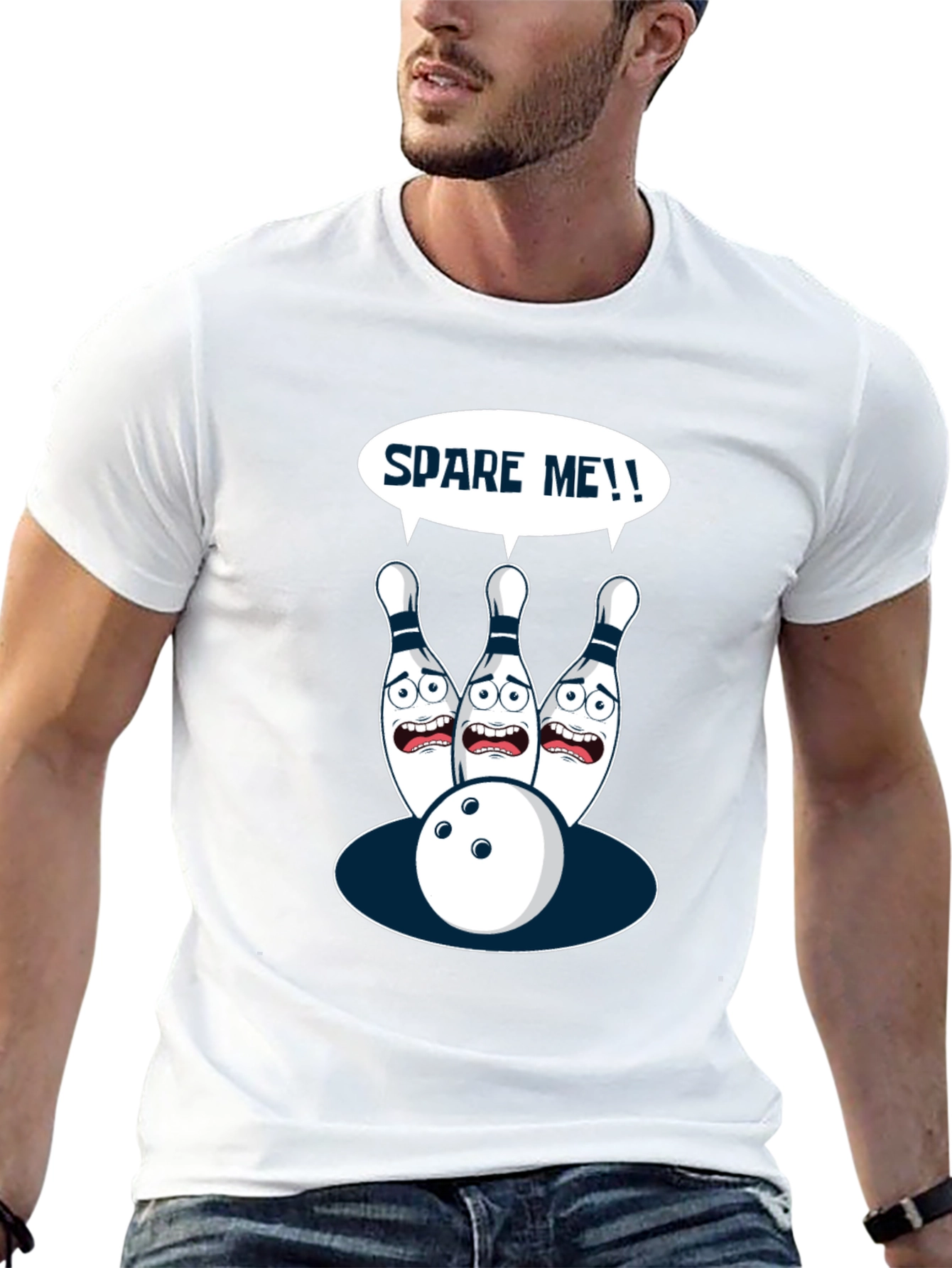 Spare Me Bowling T-Shirt - Funny Cartoon Bowling Pins