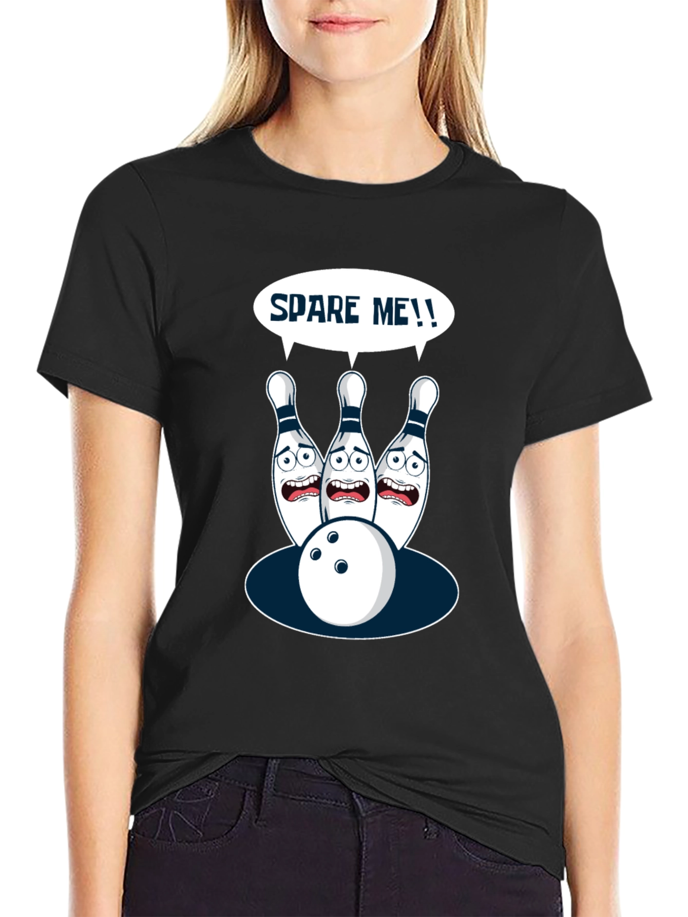 Spare Me Bowling T-Shirt - Funny Cartoon Bowling Pins