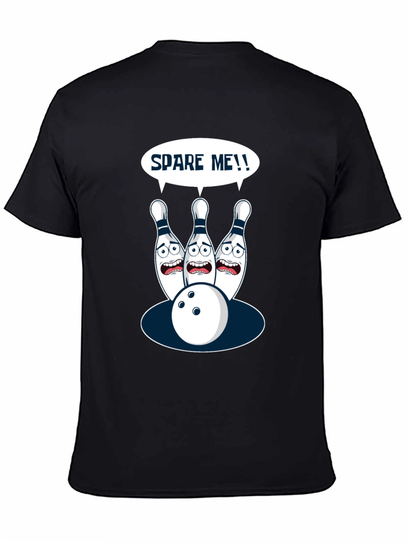 Spare Me Bowling T-Shirt - Funny Cartoon Bowling Pins