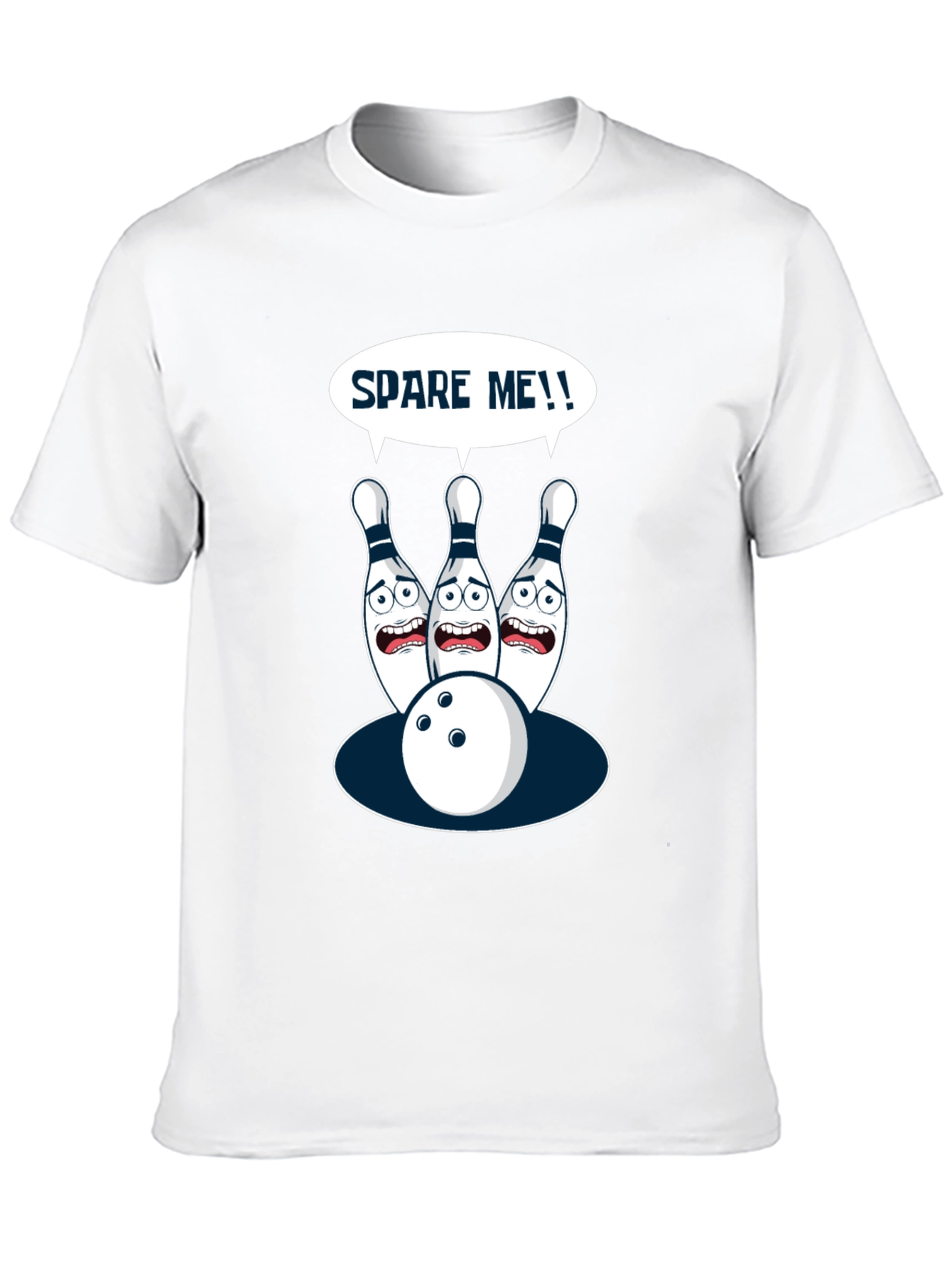Spare Me Bowling T-Shirt - Funny Cartoon Bowling Pins