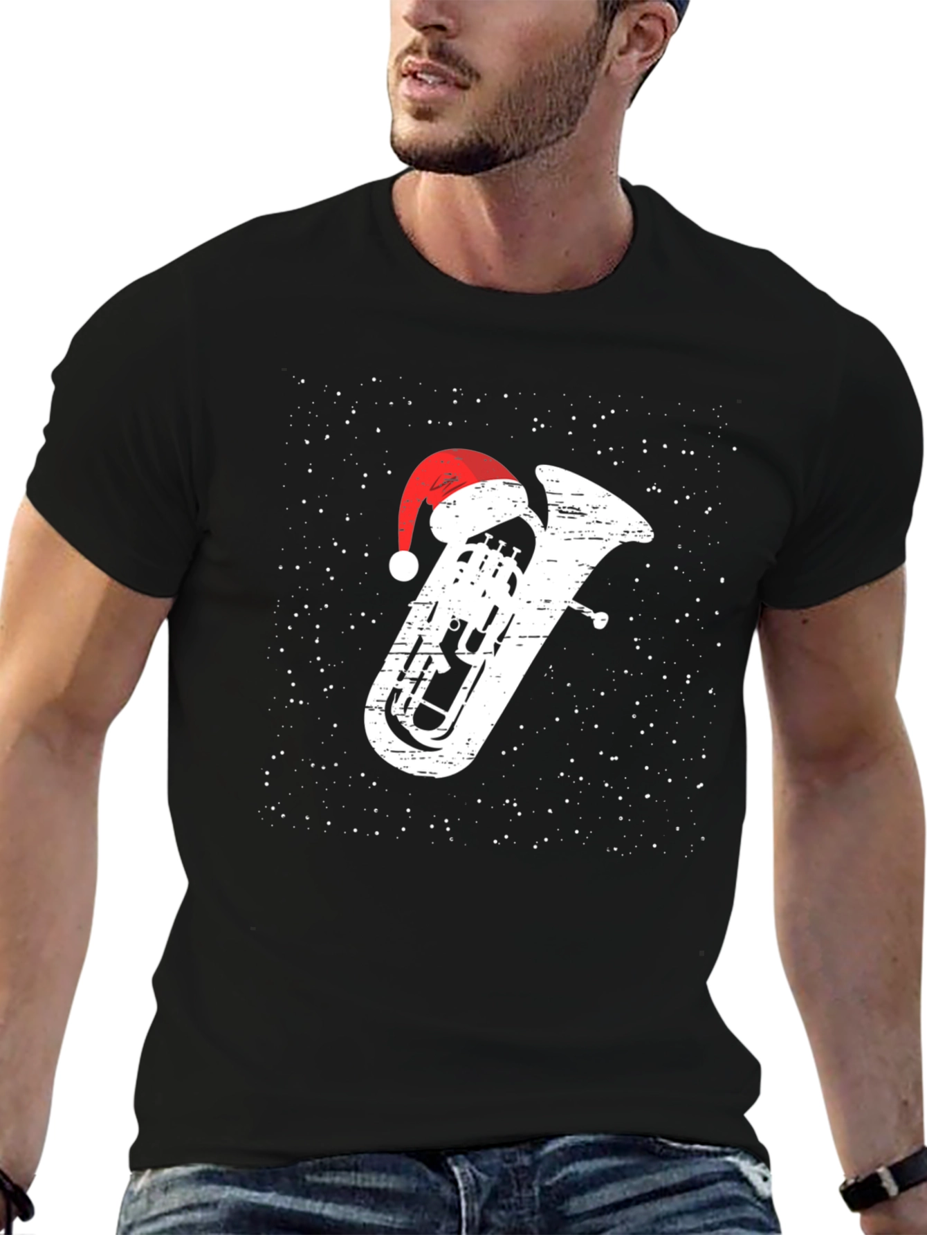 Christmas Tuba Santa Hat T-Shirt