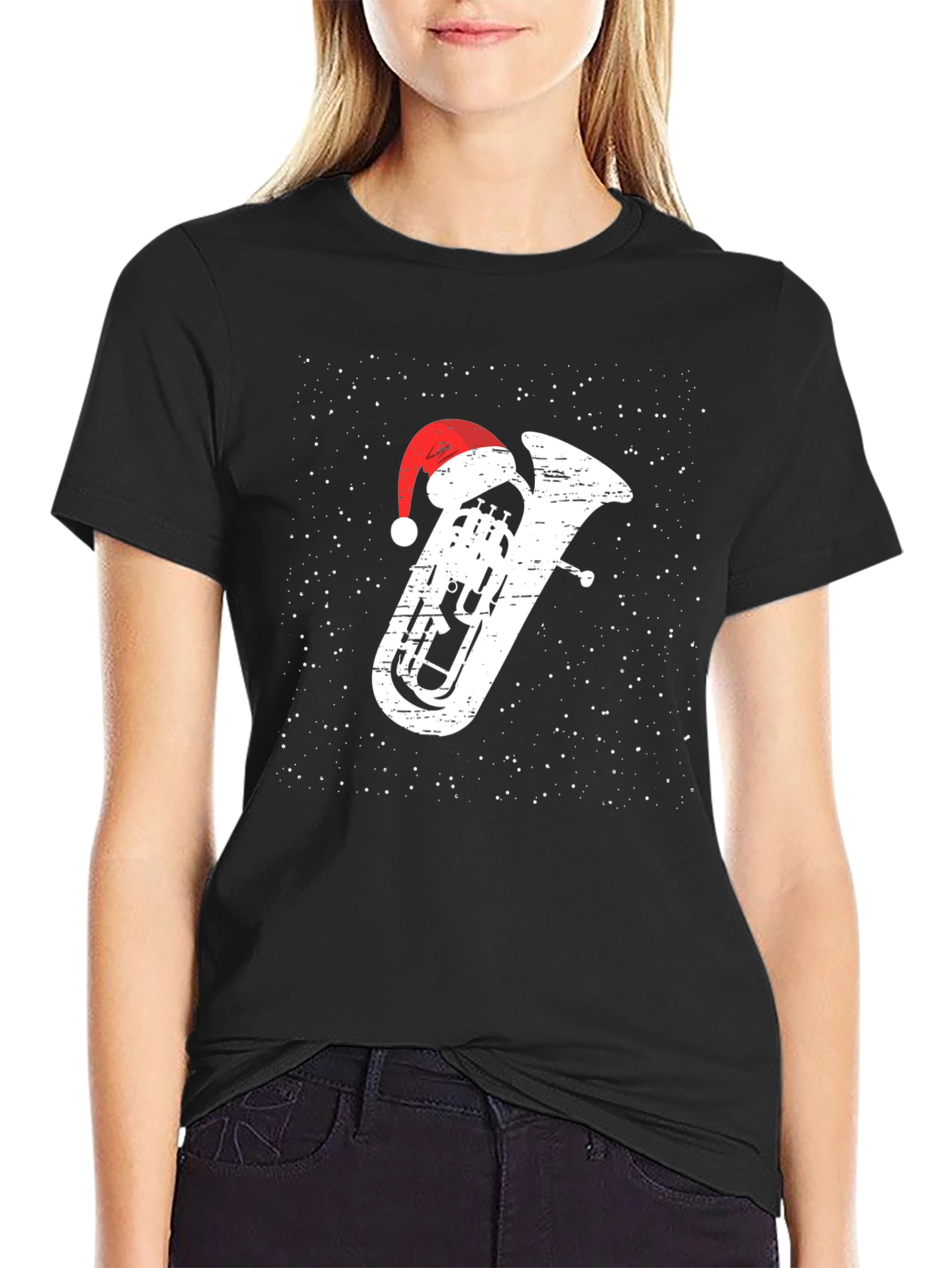 Christmas Tuba Santa Hat T-Shirt
