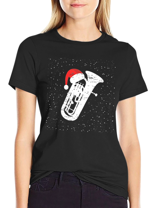 Christmas Tuba Santa Hat T-Shirt