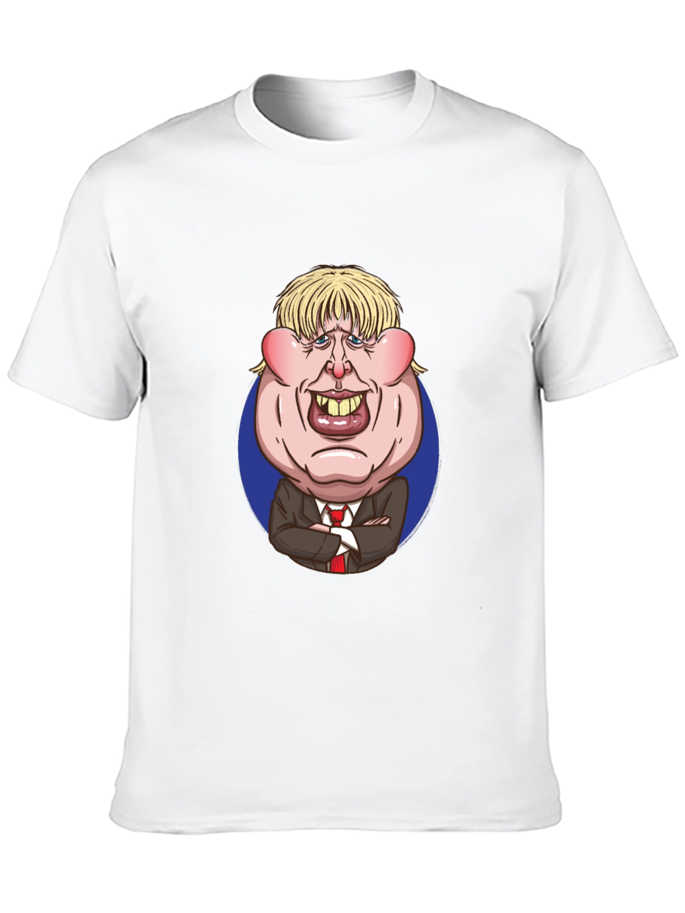 Cartoon Politician Graphic T-Shirt - Black Cotton Tee