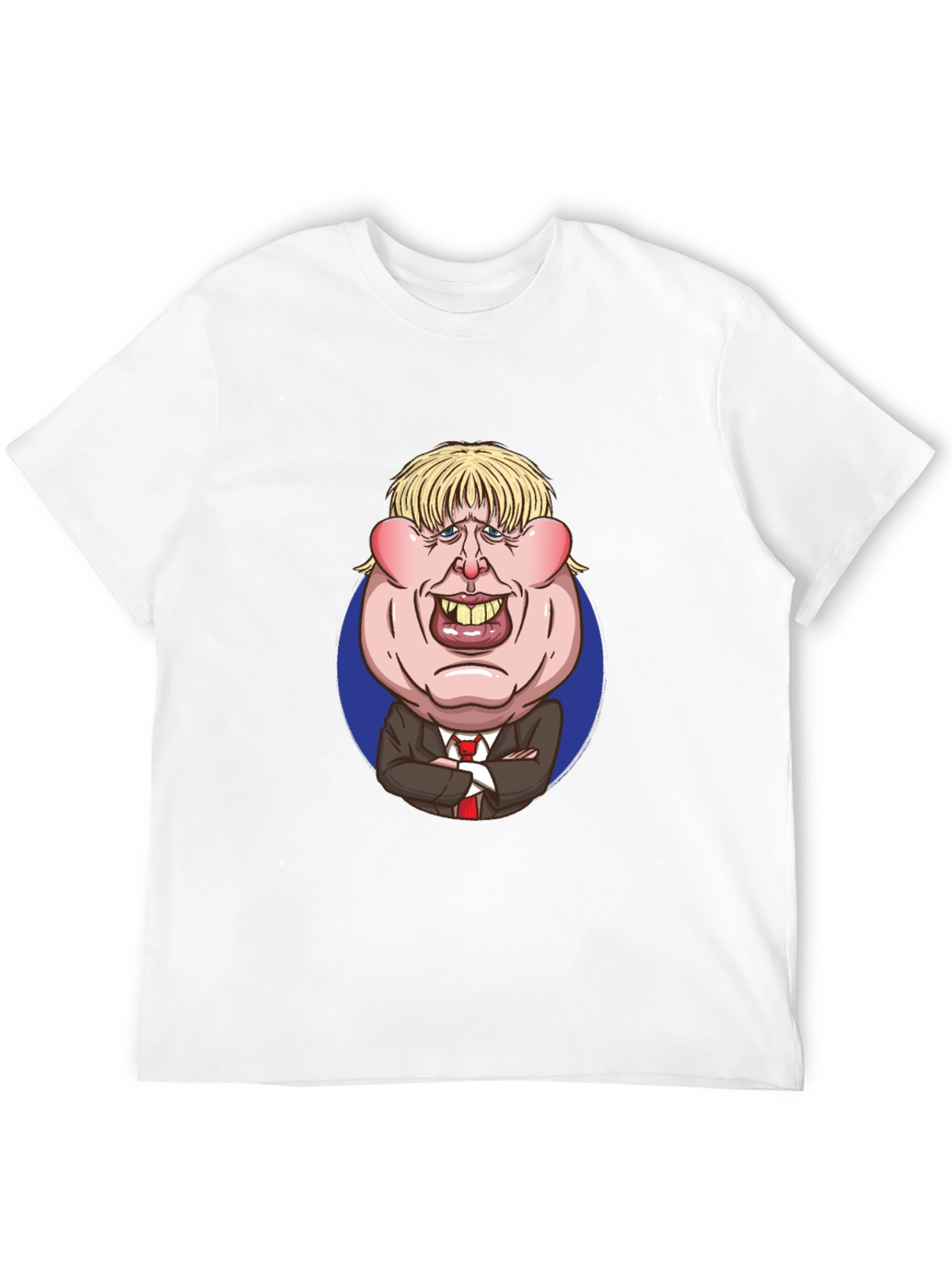 Cartoon Politician Graphic T-Shirt - Black Cotton Tee
