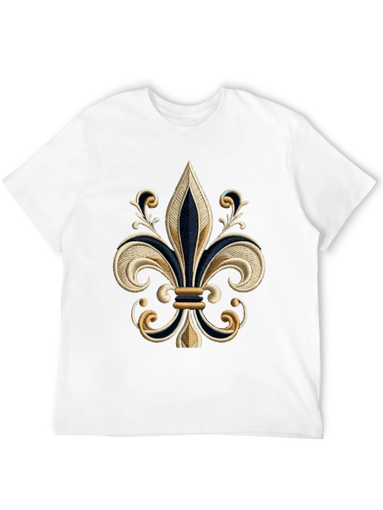 Embroidered Fleur-de-lis Black T-Shirt