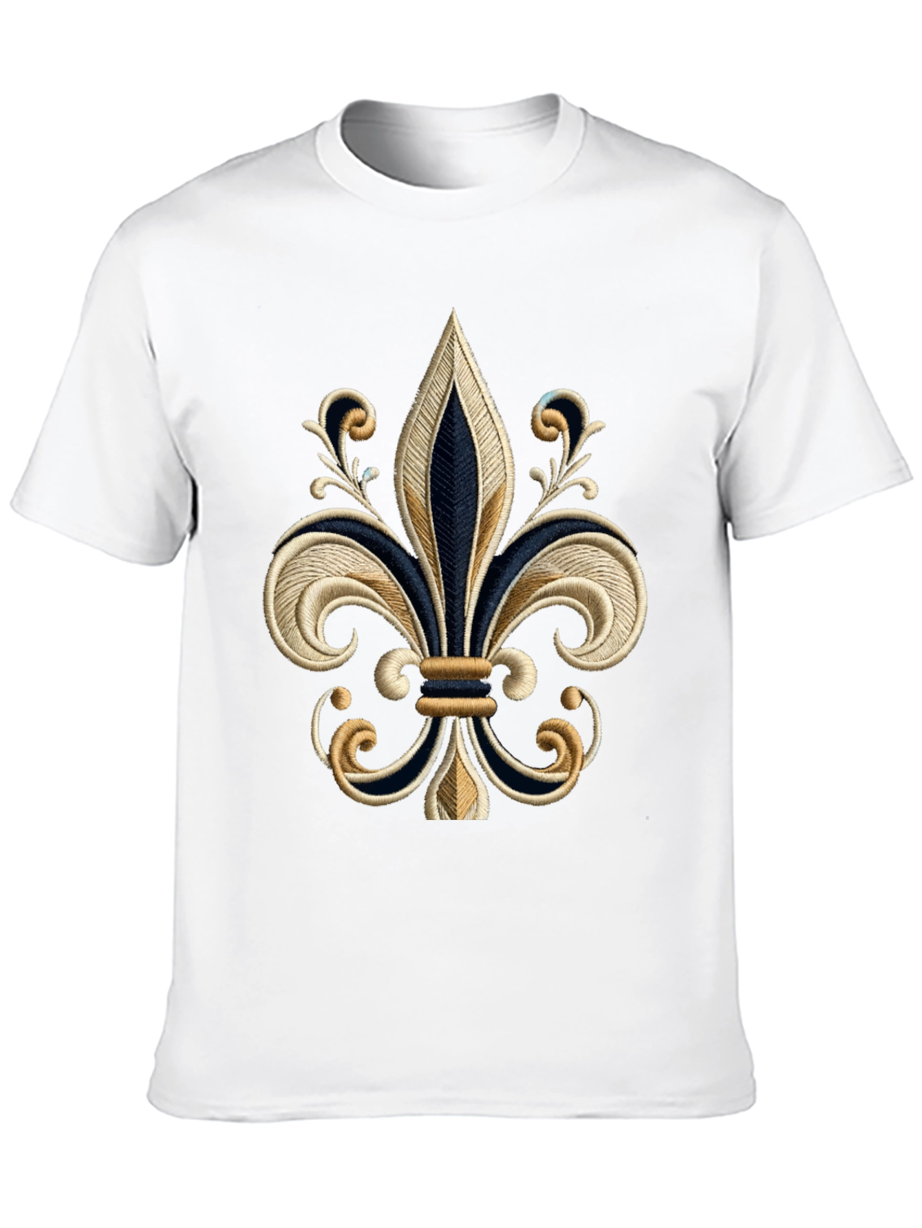 Embroidered Fleur-de-lis Black T-Shirt