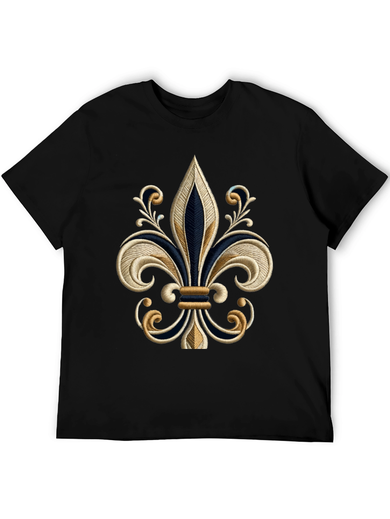 Embroidered Fleur-de-lis Black T-Shirt