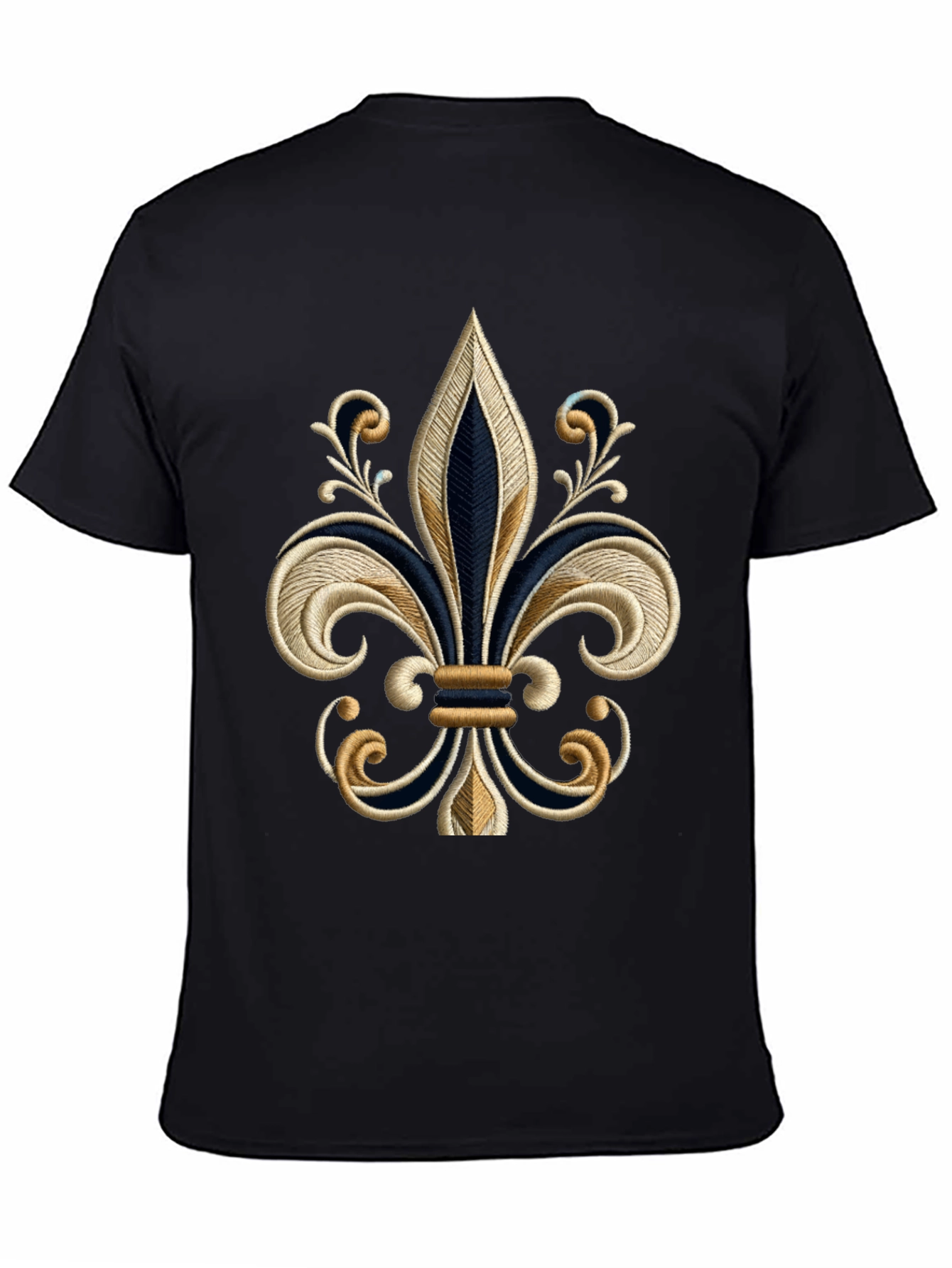 Embroidered Fleur-de-lis Black T-Shirt