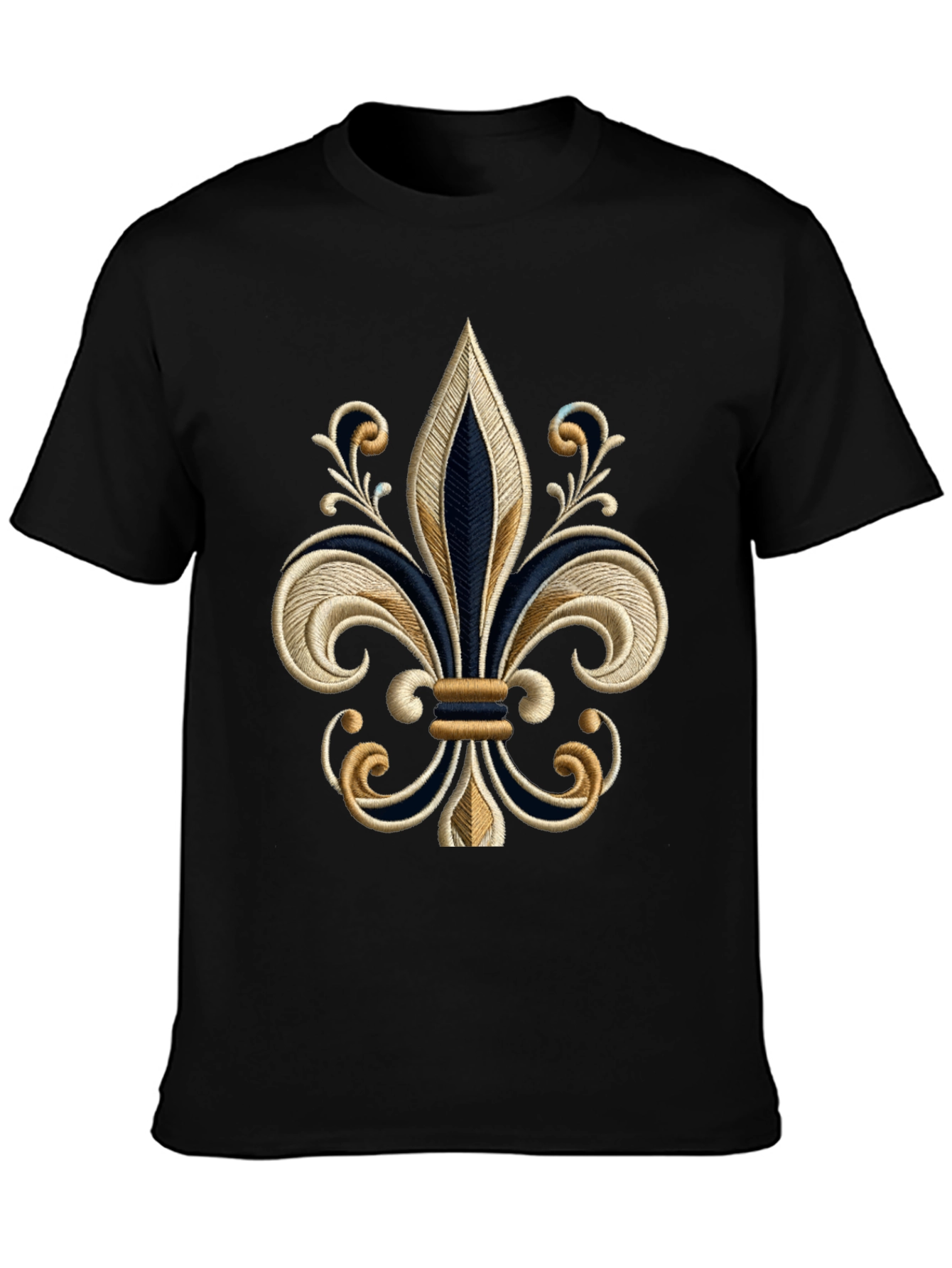 Embroidered Fleur-de-lis Black T-Shirt