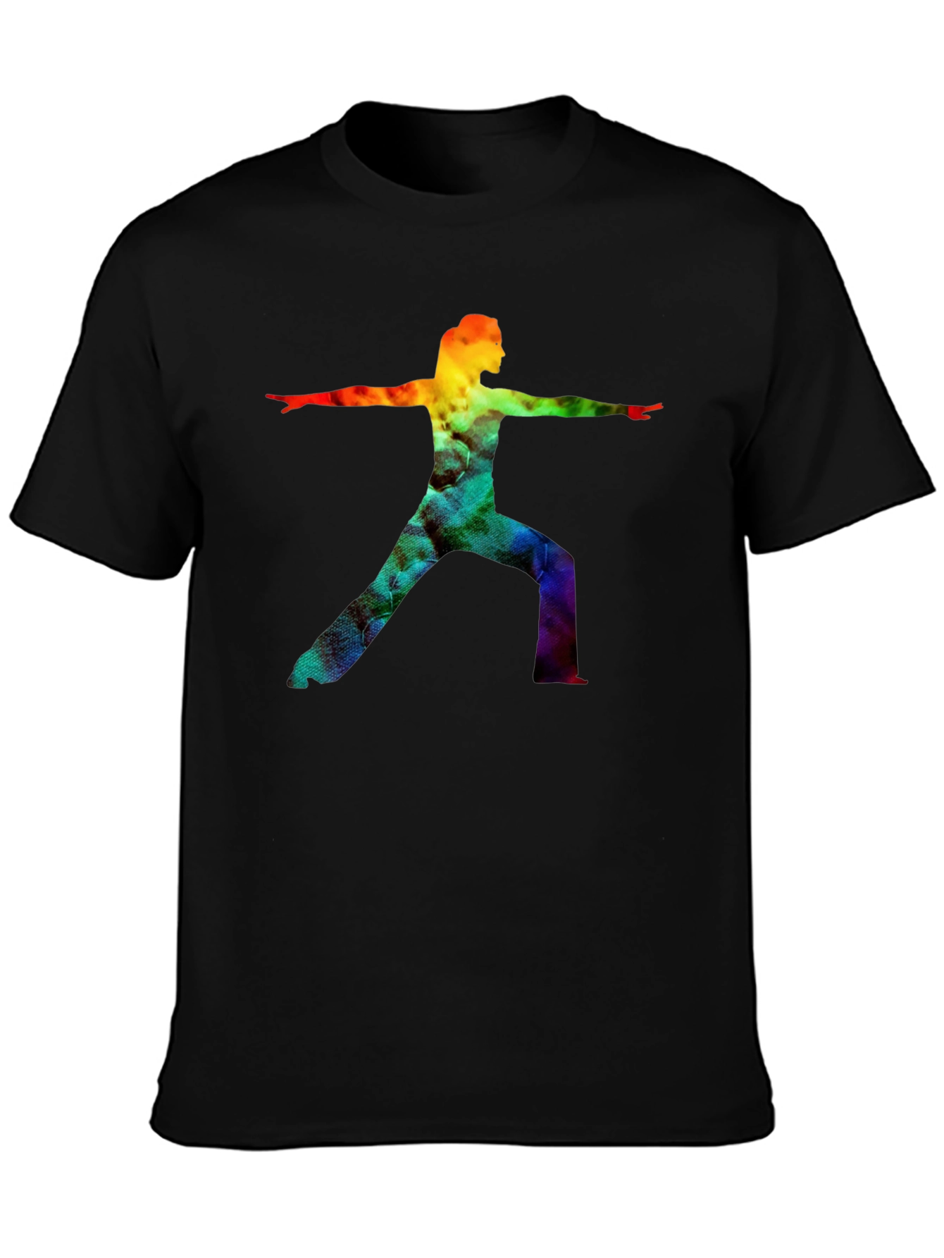 Rainbow Yoga Pose Graphic Tee - Black