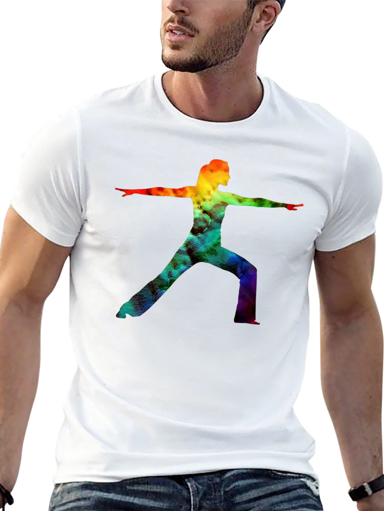 Rainbow Yoga Pose Graphic Tee - Black