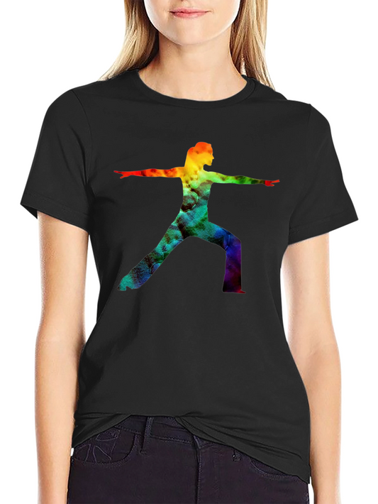 Rainbow Yoga Pose Graphic Tee - Black