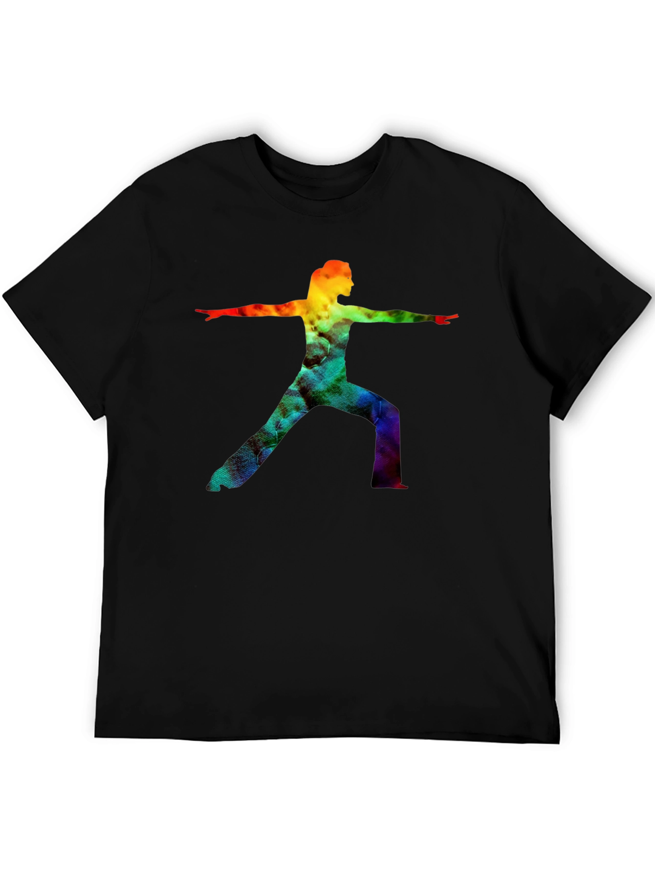 Rainbow Yoga Pose Graphic Tee - Black