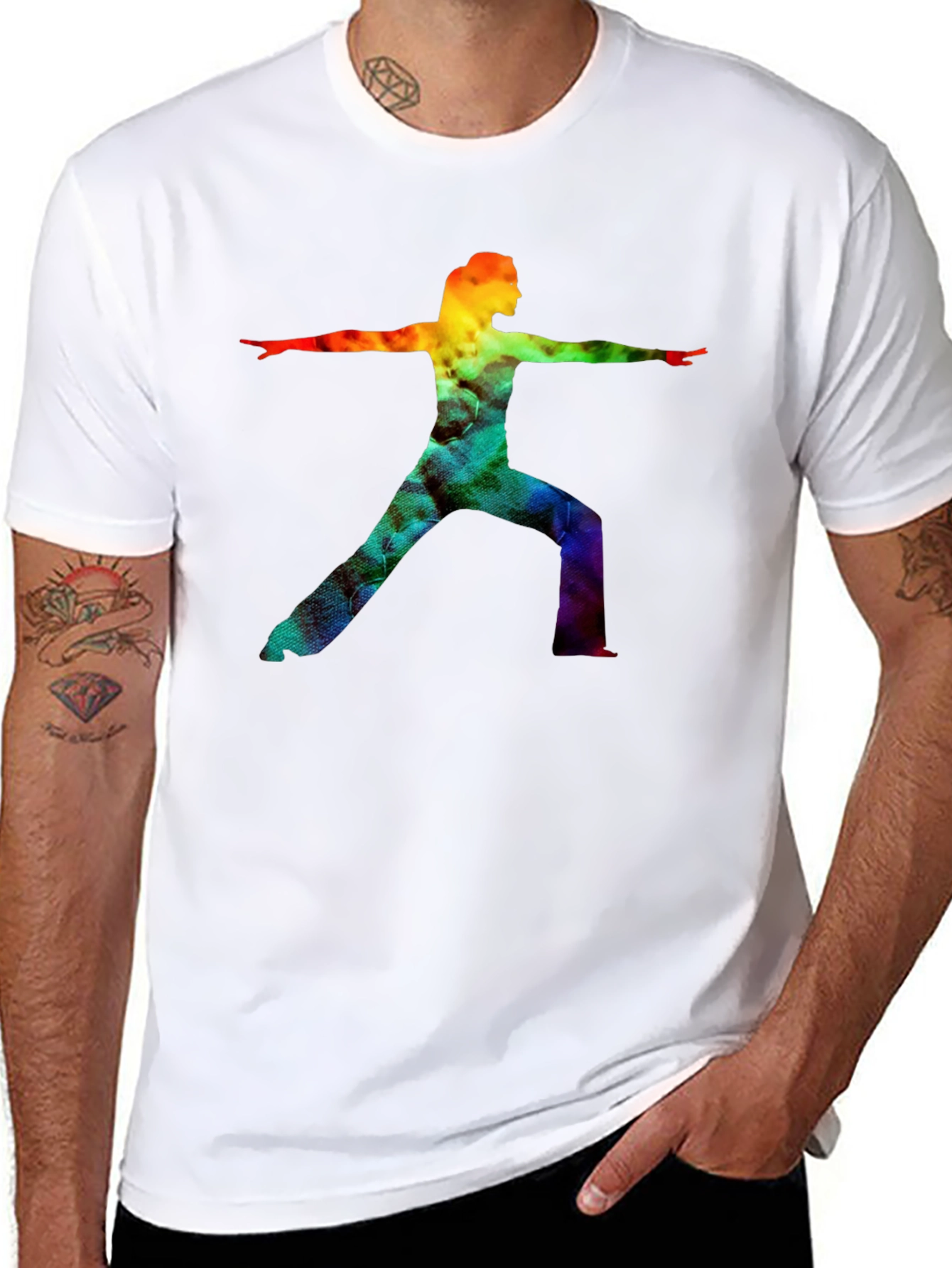 Rainbow Yoga Pose Graphic Tee - Black