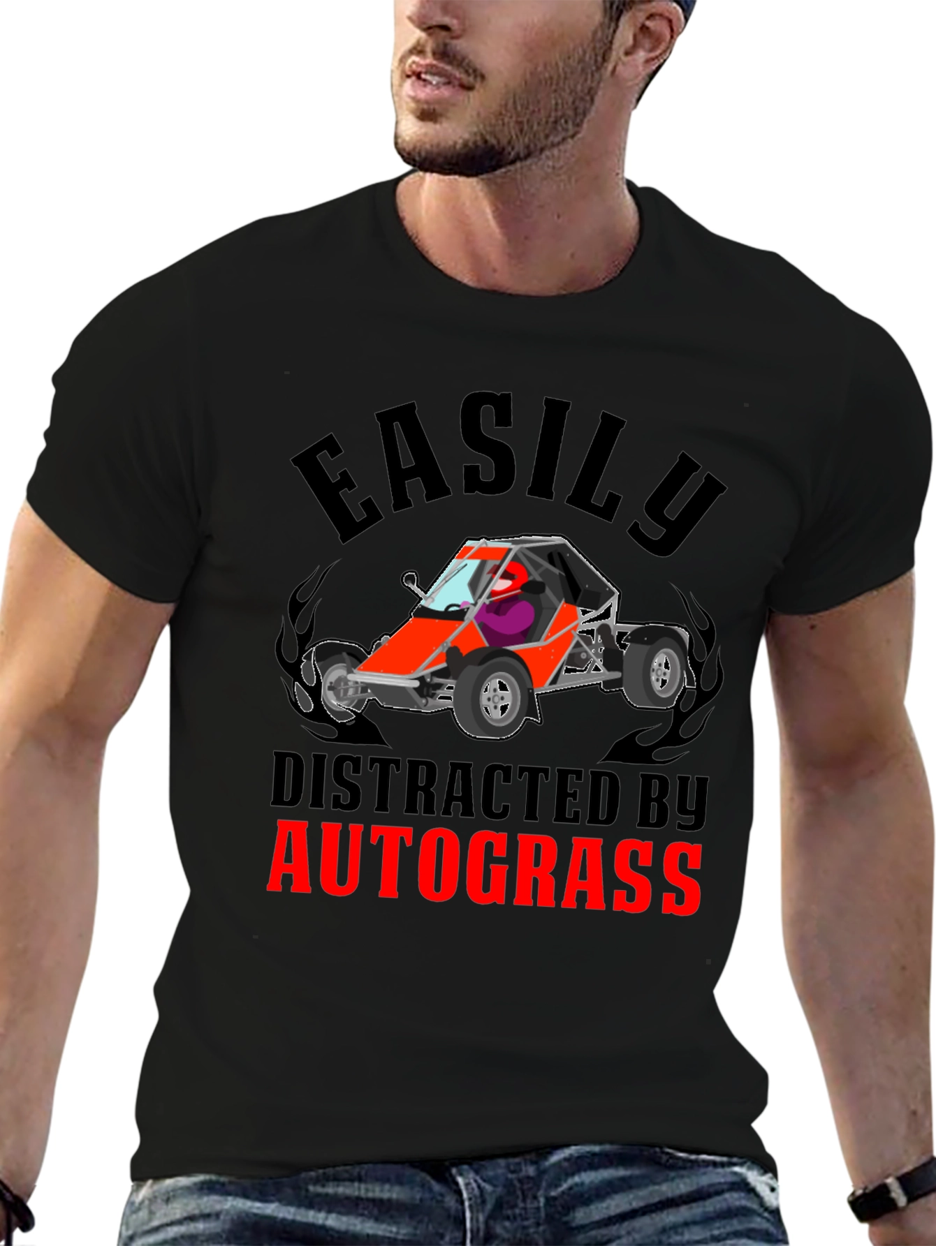 Easily Distracted by Autograss Funny T-Shirt