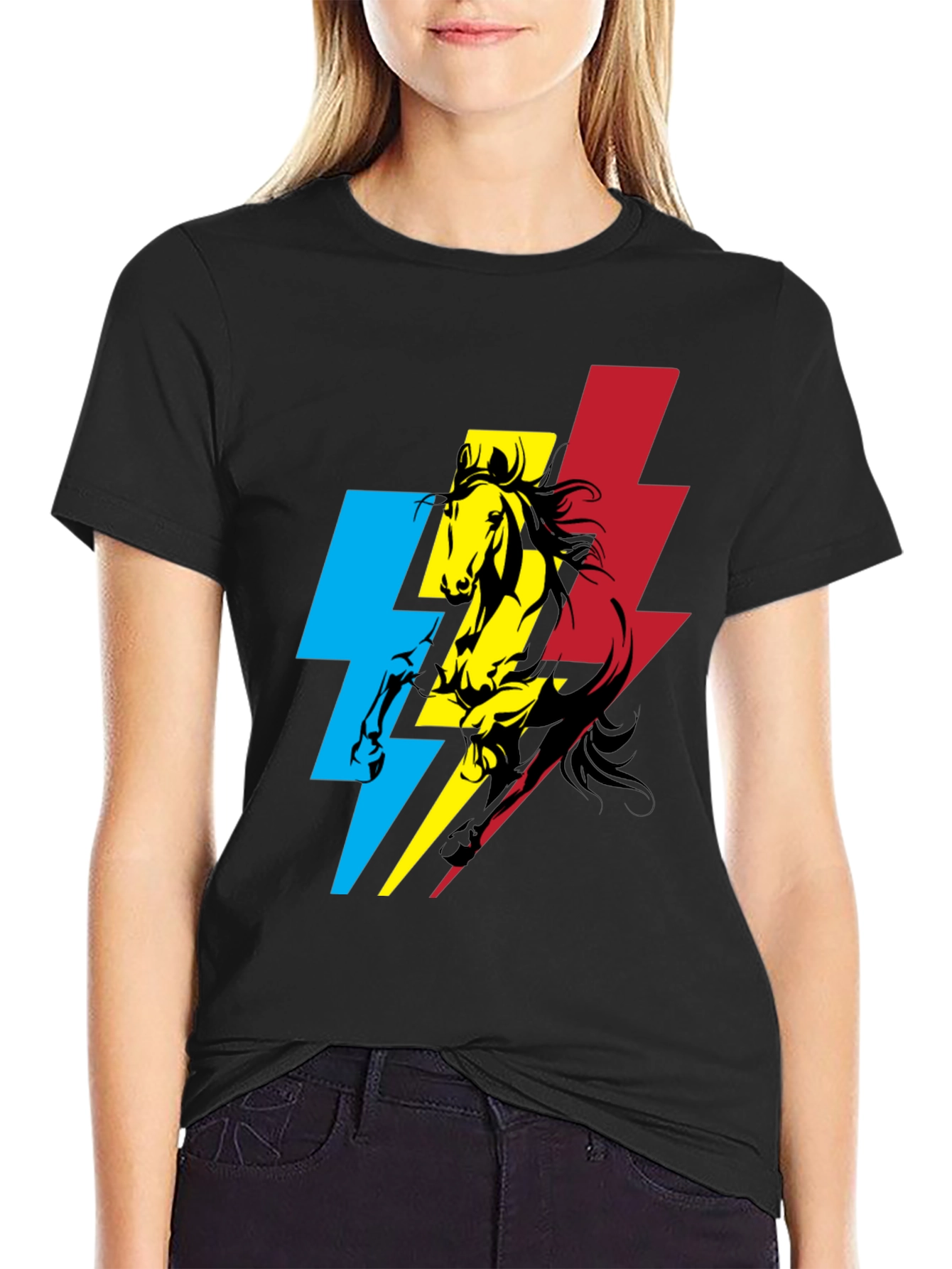 Horse and Lightning Bolt Graphic T-Shirt