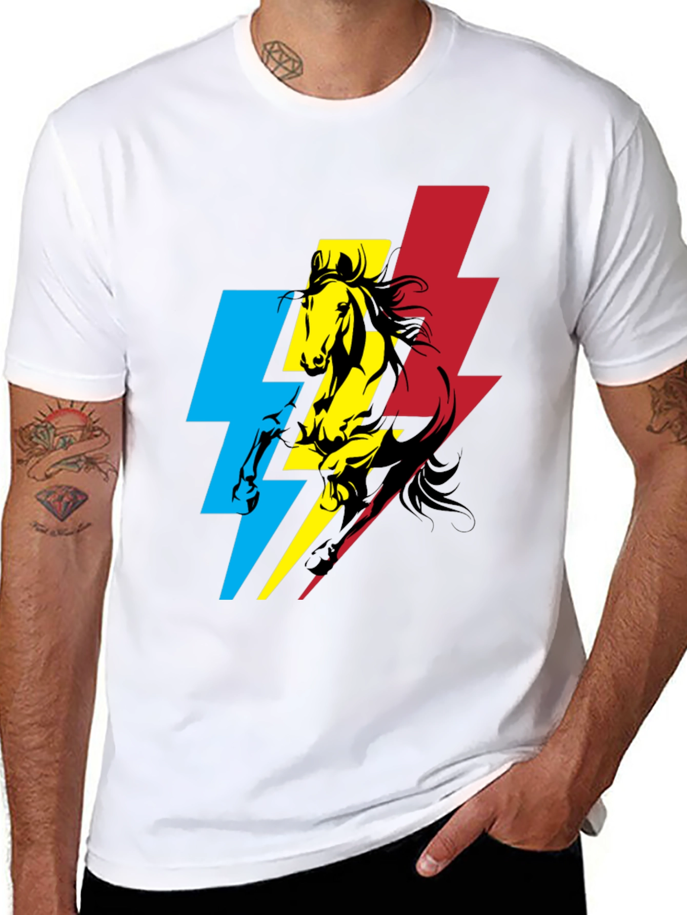 Horse and Lightning Bolt Graphic T-Shirt
