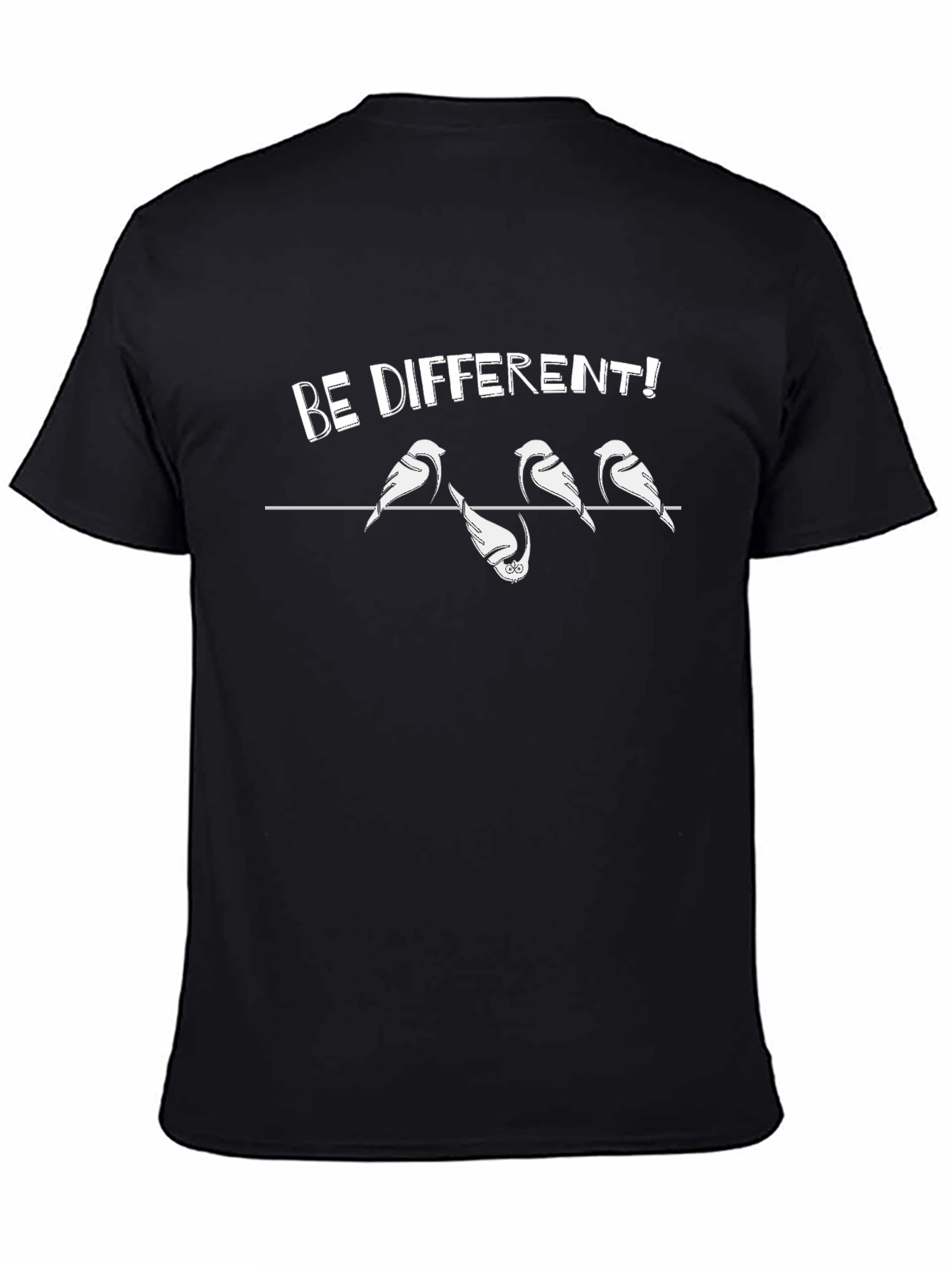 Be Different Bird Graphic Tee - Black Cotton T-Shirt