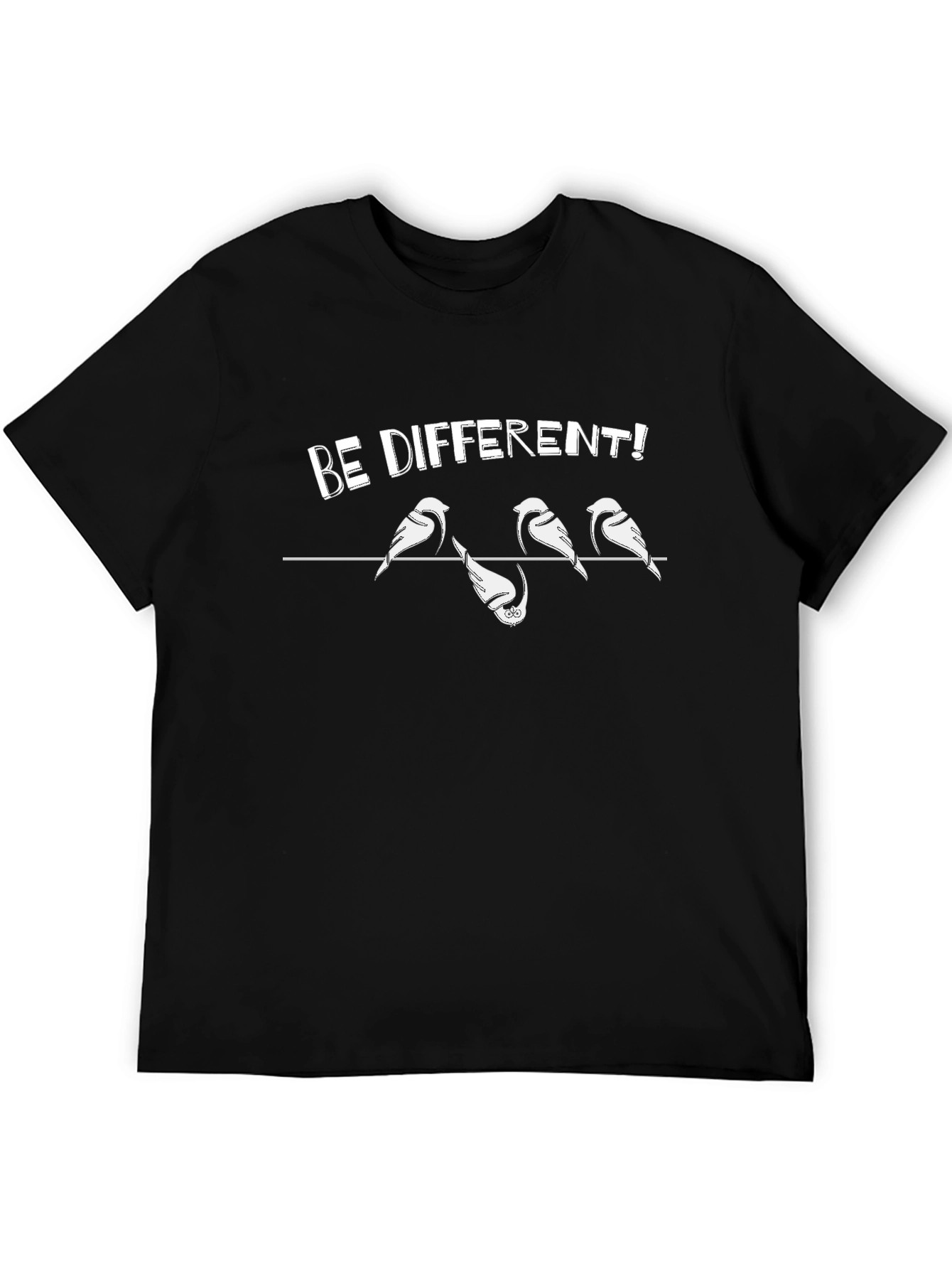 Be Different Bird Graphic Tee - Black Cotton T-Shirt