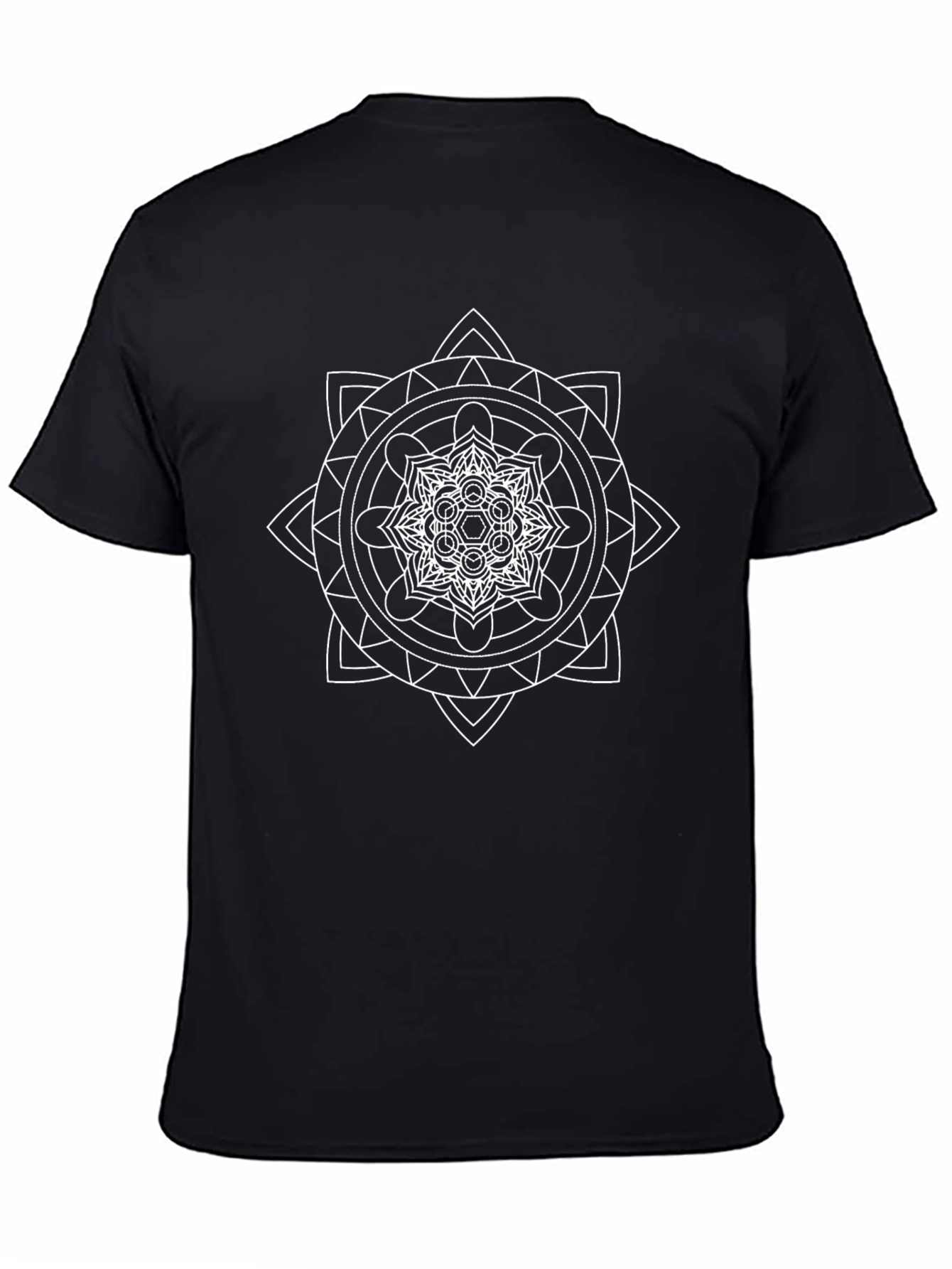 Geometric Mandala Graphic Tee - Black Cotton Comfort